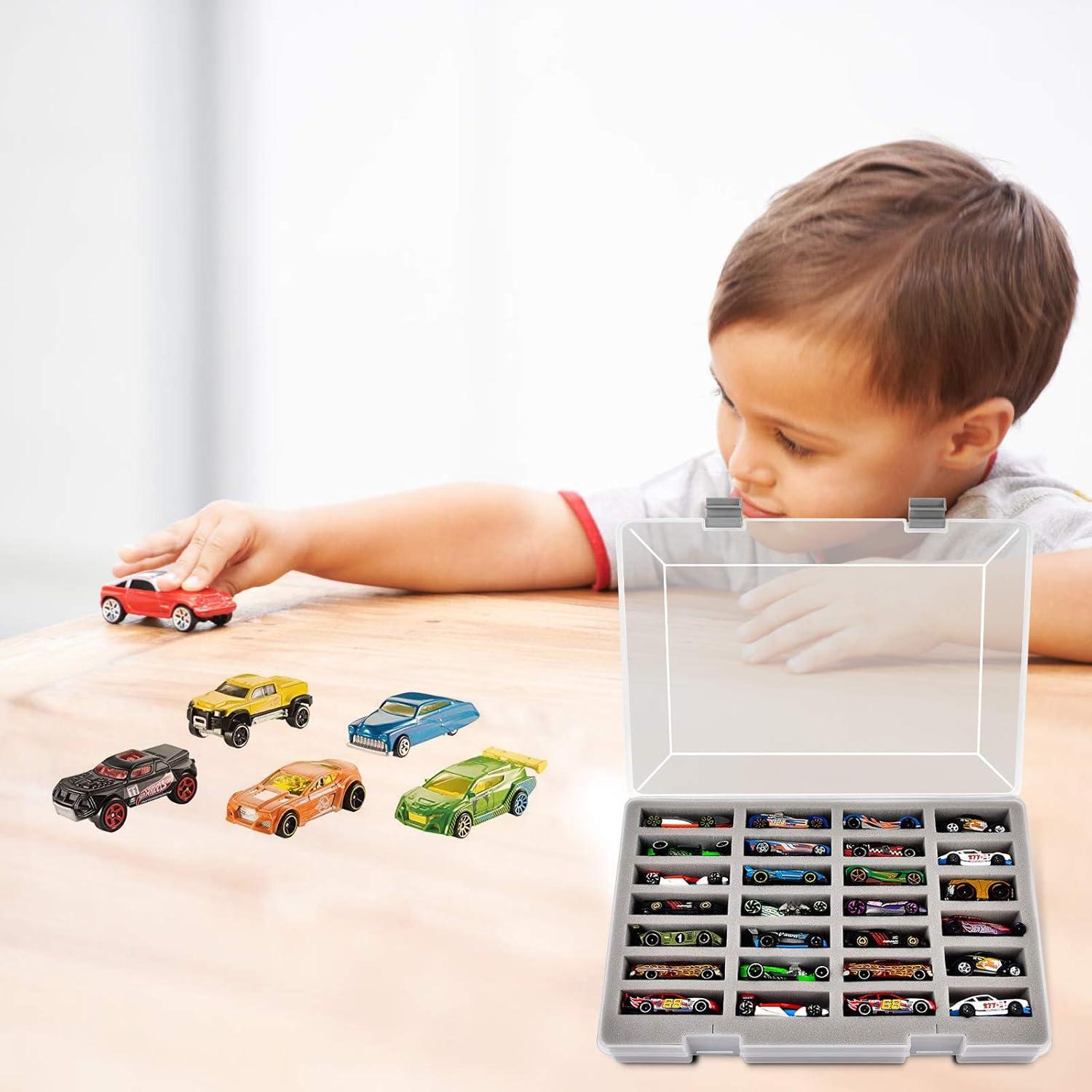 Transparent Hard Plastic Toy Car Organizer with Sponge Grooves