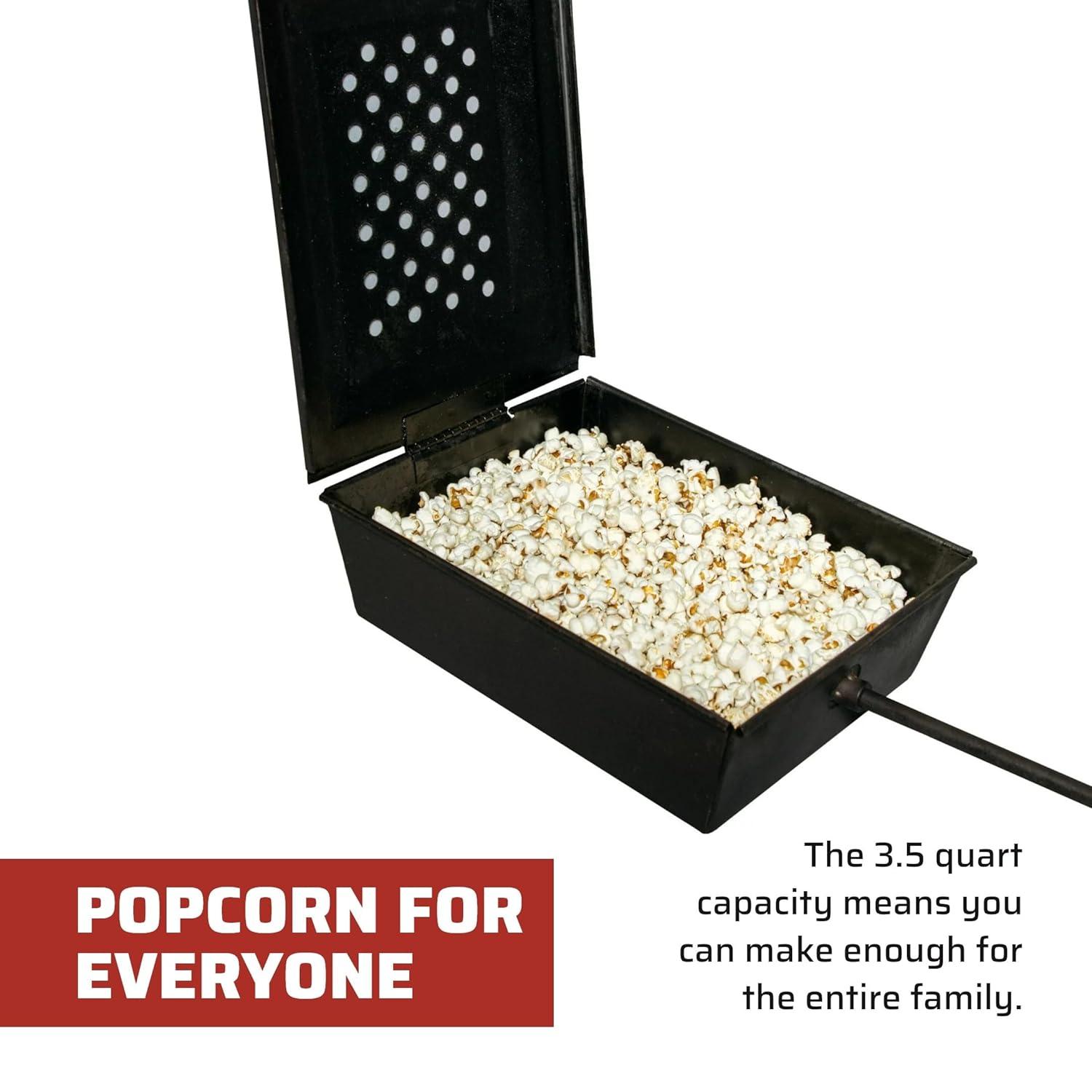 Portable Black Cast Iron Campfire Popcorn Popper with Wooden Handle