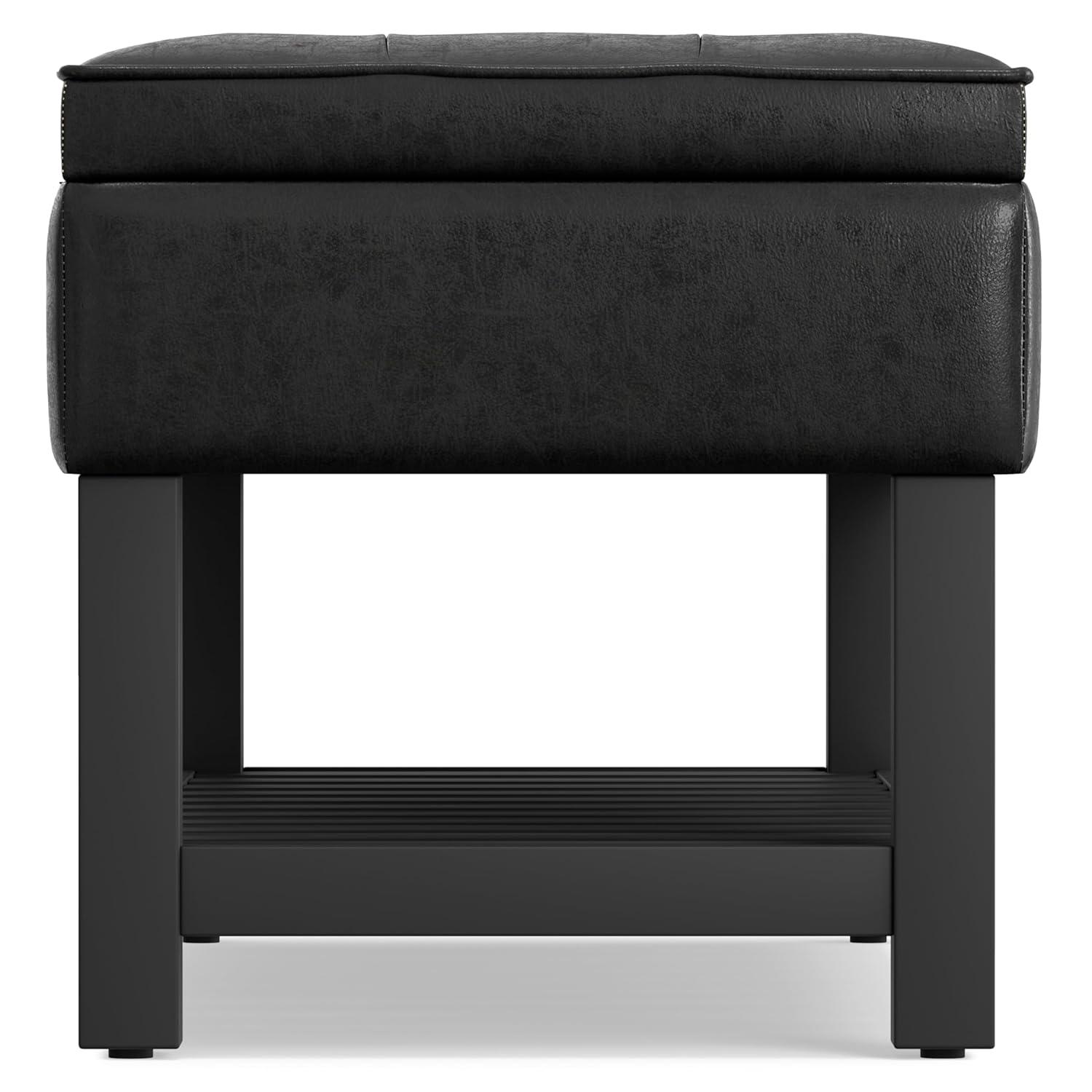Simpli Home Cosmopolitan 44"W Transitional Tufted Storage Ottoman Bench with Lift Top