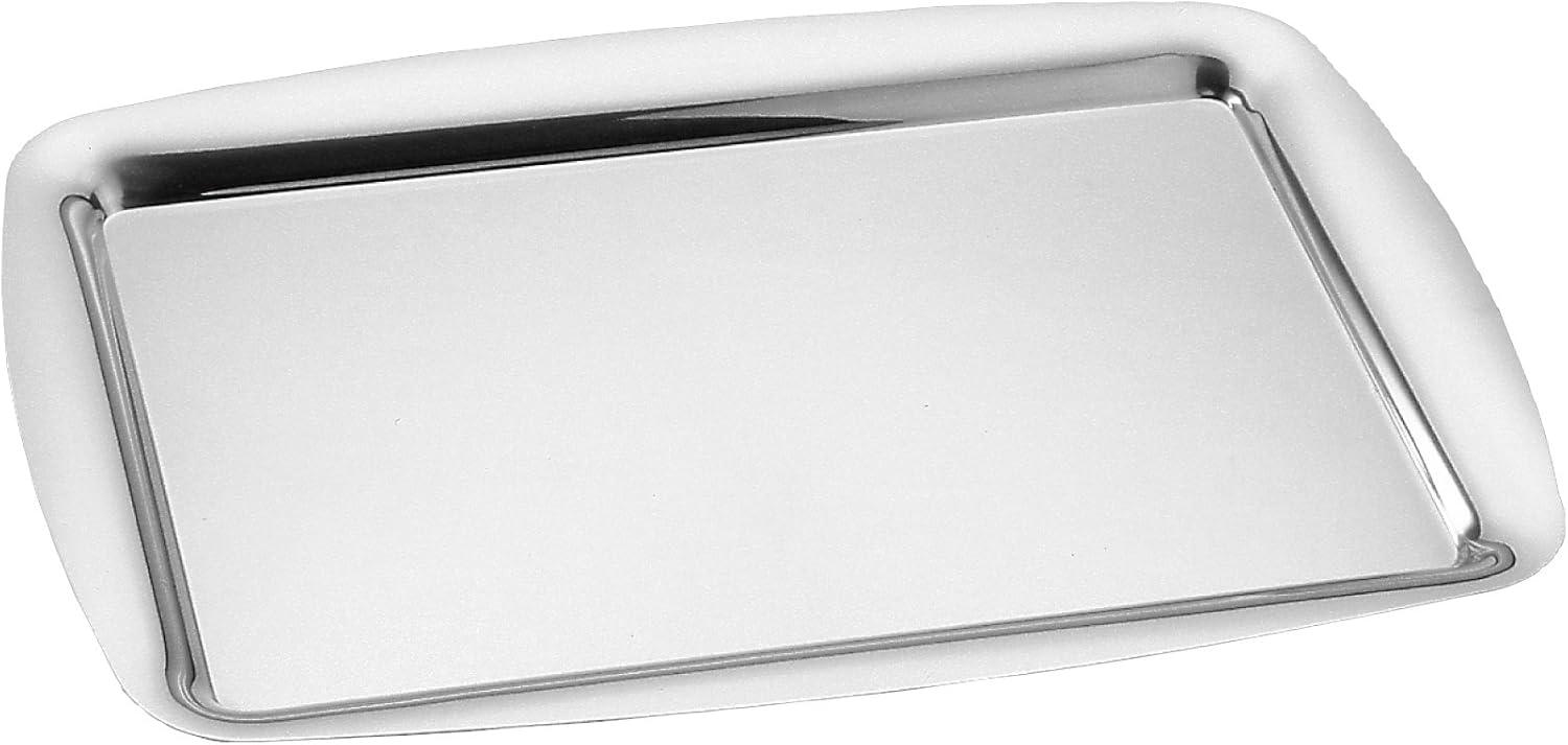 Metallurgica Motta Orchidea Stainless Steel Rectangular Serving Tray, 15.75 x 11.02-Inches