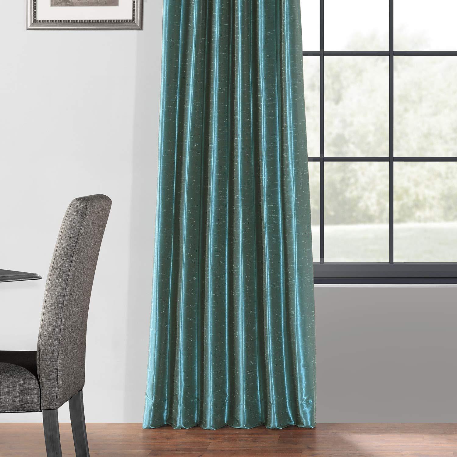 Half Price Drapes Peacock Dupioni Silk Room Darkening Curtains for Bedroom (1 Panel), 50WX 108L