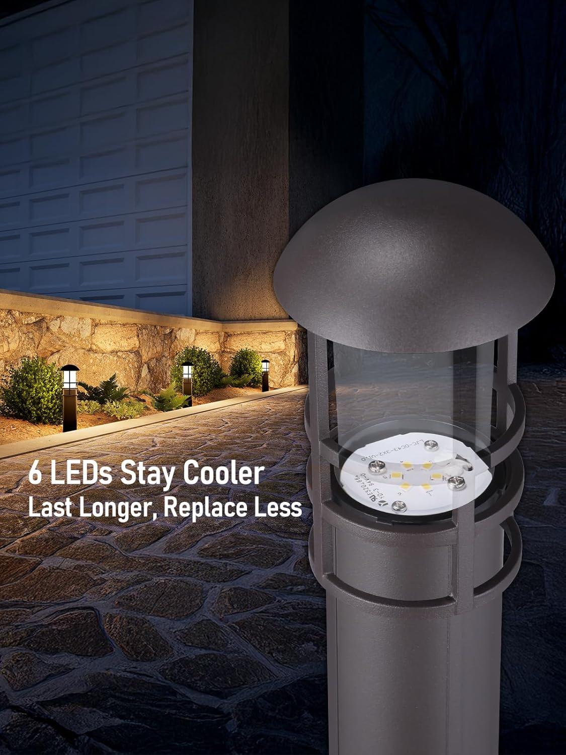 LEONLITE 8-Pack Low Voltage Landscape Lights Pathway, 3W 12V LED Path Lights, CRI90+, IP65 Waterproof Walkway Light, ETL Listed, Oil Rubbed Bronze Aluminum Housing, 3000K Warm White