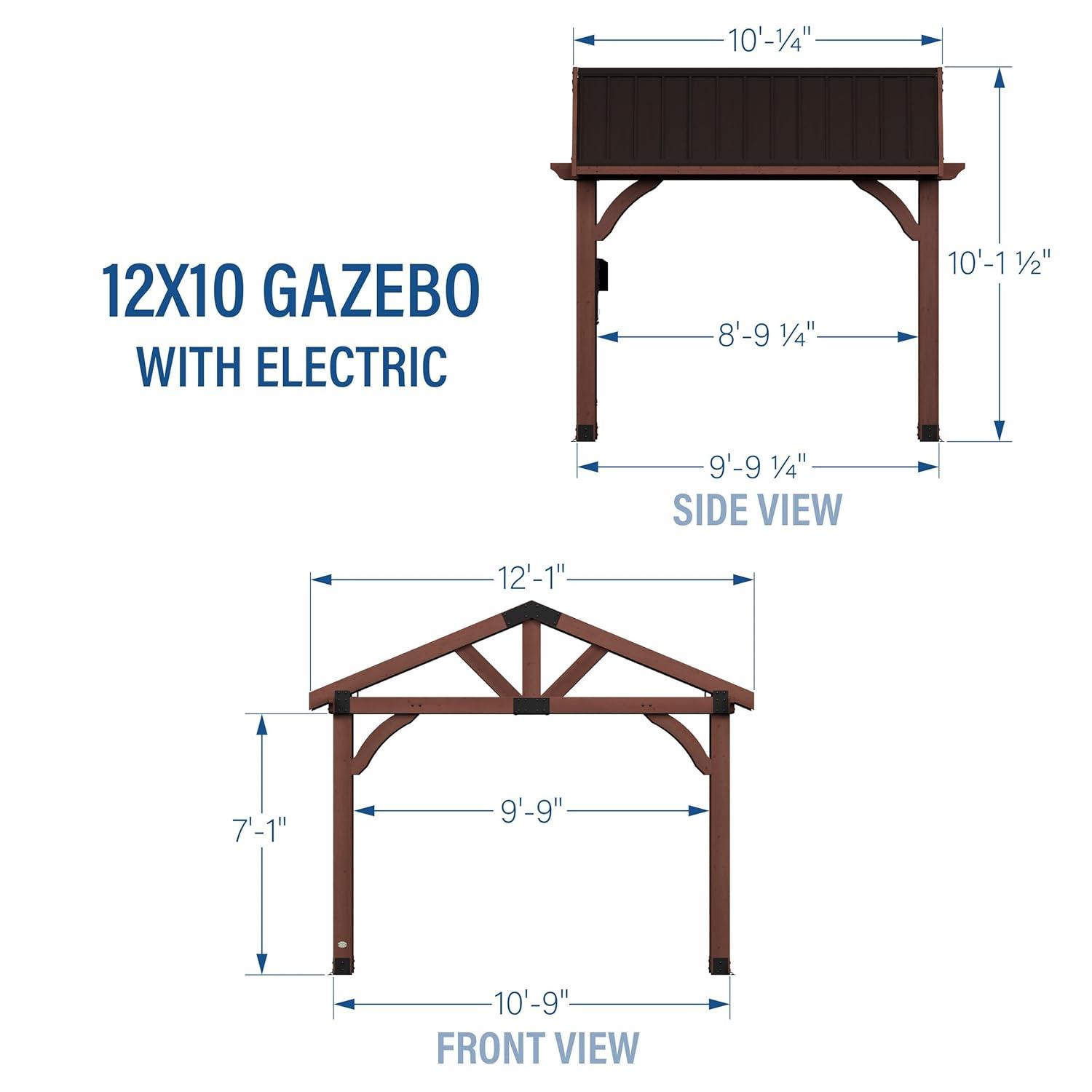 Backyard Discovery Arlington 12 Ft. W x 10 Ft. D Solid Wood Patio Gazebo