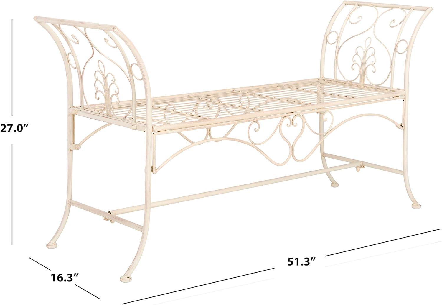 Adina Wrought Iron 51.25 Inch W Outdoor Garden Bench  - Safavieh