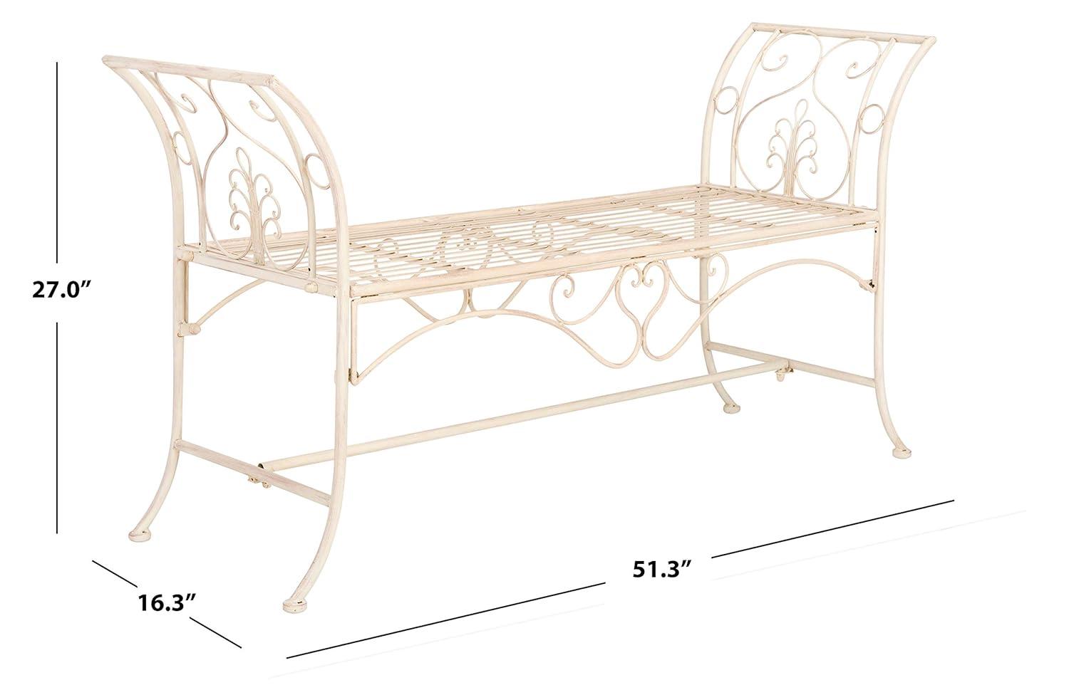 Adina Bench - Outdoor - PAT5016 - Distressed White - Safavieh