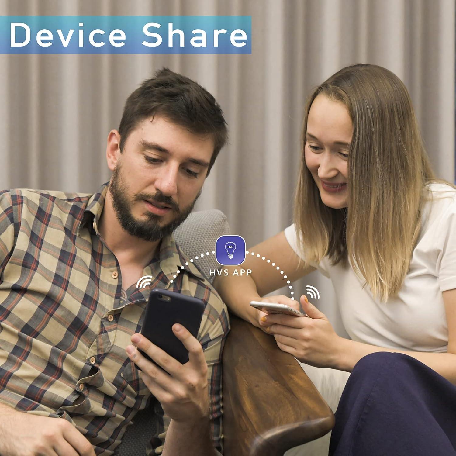 Homevenus HVS Smart Light Bulbs,9W A19 E26 Dimmable Tunable Cool Warm White LED Light Bulb 2500k-6500k, APP Control 2.4GHz WiFi Bluetooth Assist Connection, Work with Alexa/Google Assistant 1 Pack