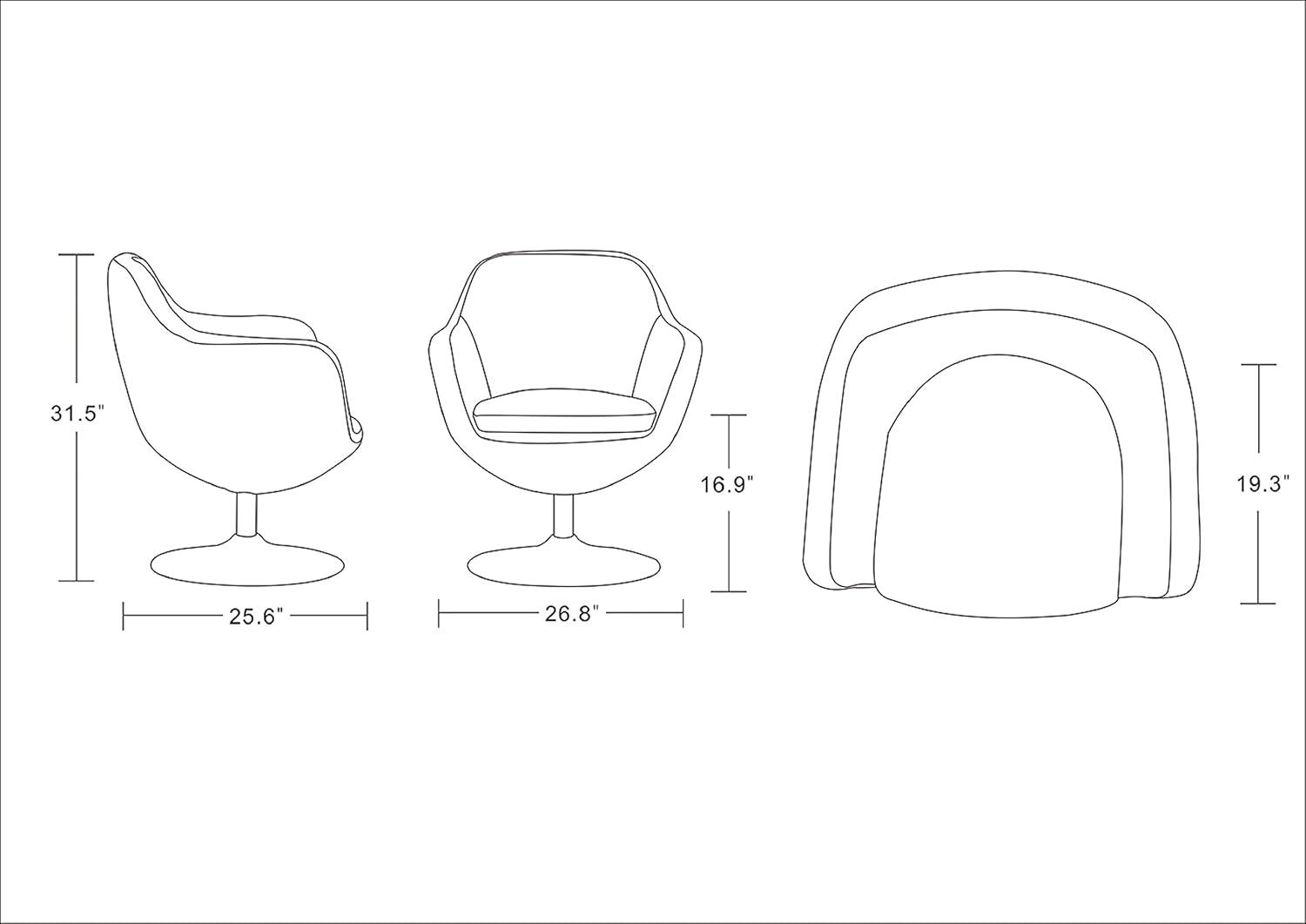 Caisson Faux Leather Swivel Accent Chair White: Polished Chrome Base, Removable Cushion - Manhattan Comfort