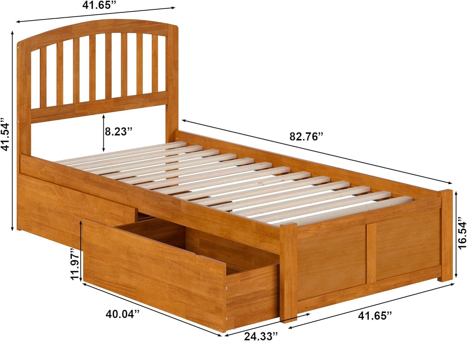 AFI Furnishings Richmond Solid Wood Platform Bed with Panel Footboard and Storage Drawers
