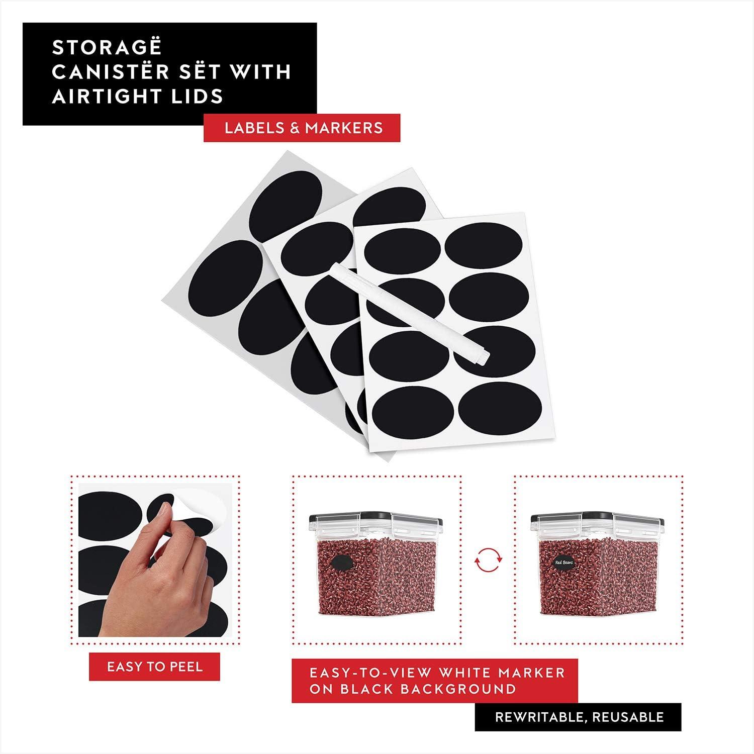 DWËLLZA KITCHEN Airtight BPA Free Plastic Food Storage Container 4 Pieces Set Includes 8 Labels and Marker