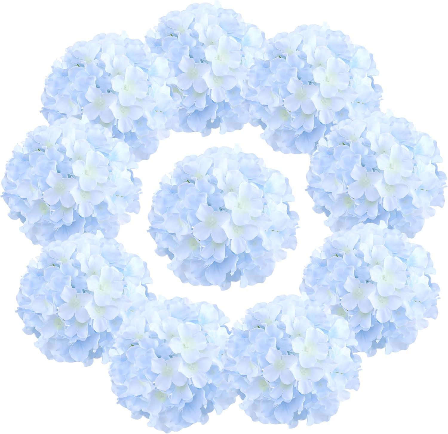 TITOUMI Hydrangea Silk Flowers Heads Blush Pack of 10 Full Hydrangea Flowers Artificial with Stems for Wedding Home Party Shop Baby Shower Décor