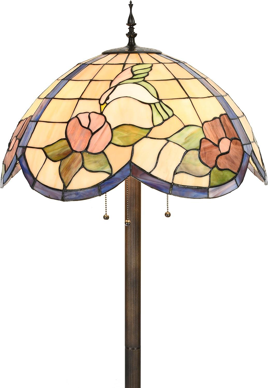 Fine Art Lighting Tiffany Style Hummingbird Floral 63" Floor Lamp