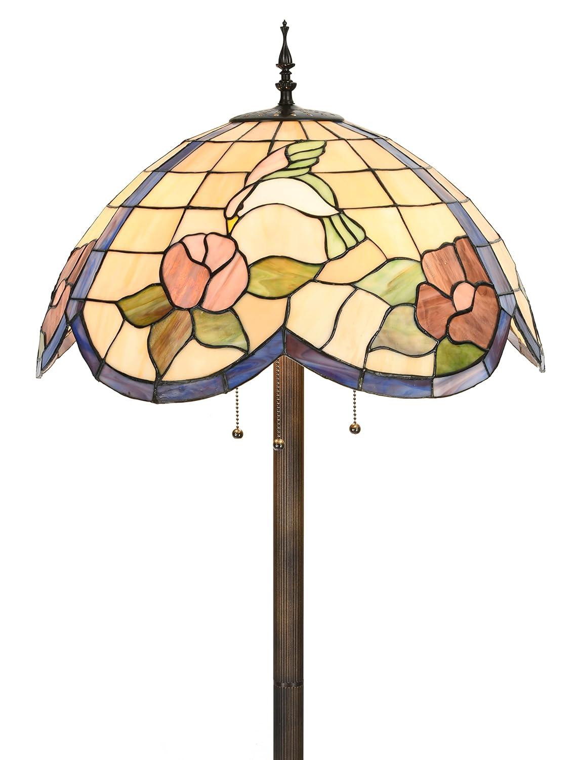 Fine Art Lighting Tiffany Style Hummingbird Floral 63" Floor Lamp
