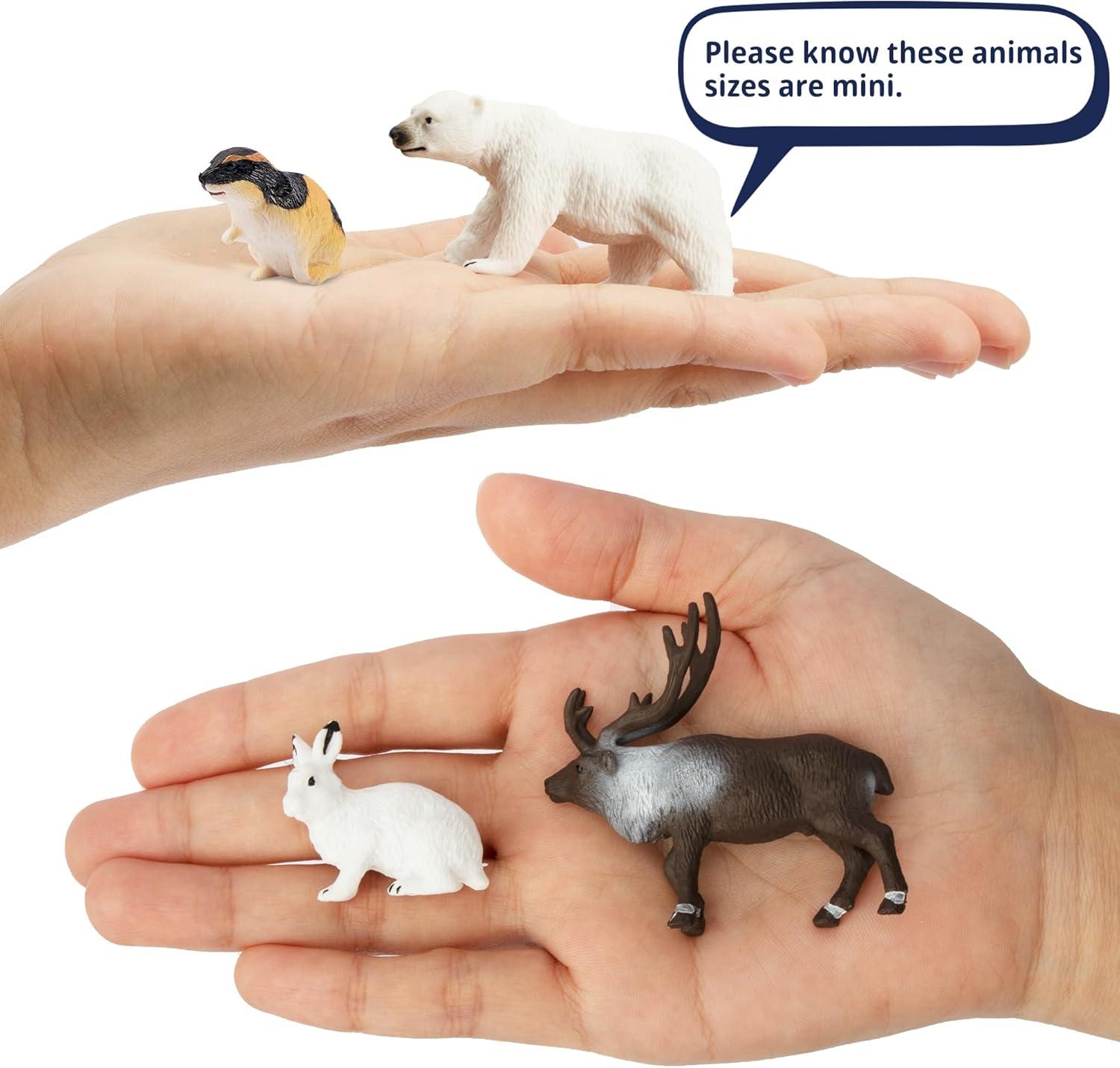 Mini Arctic Animal Figurines Set with 14 Pieces