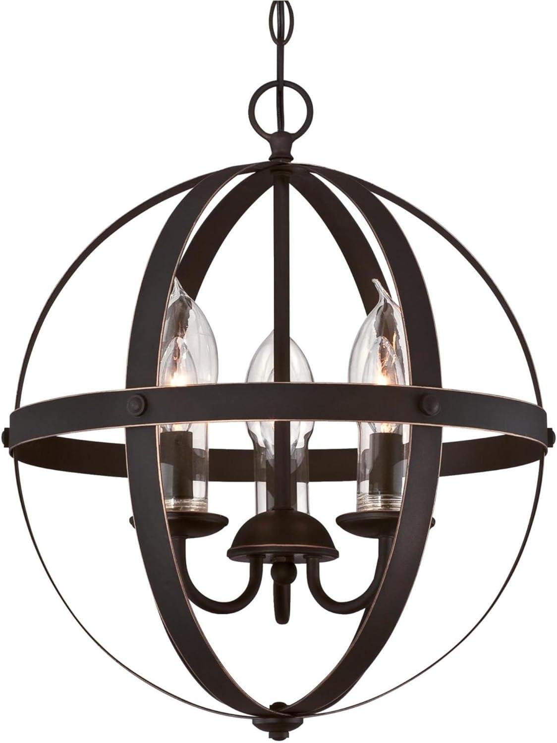 Bronze Stella Mira 17.25" Outdoor Chandelier with Clear Glass Candle Covers