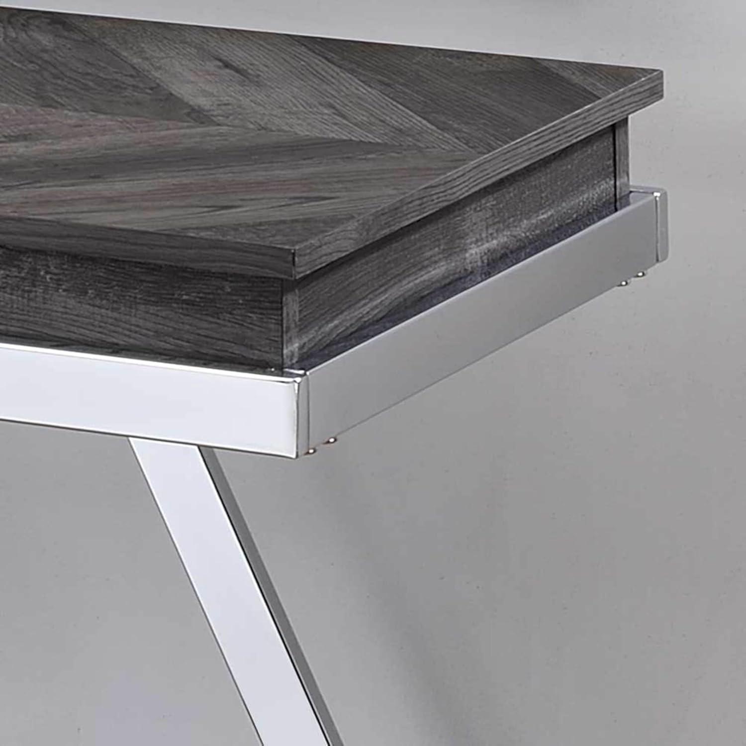 Roma Sofa Table Metal and Wood Dark Gray - Steve Silver Co.