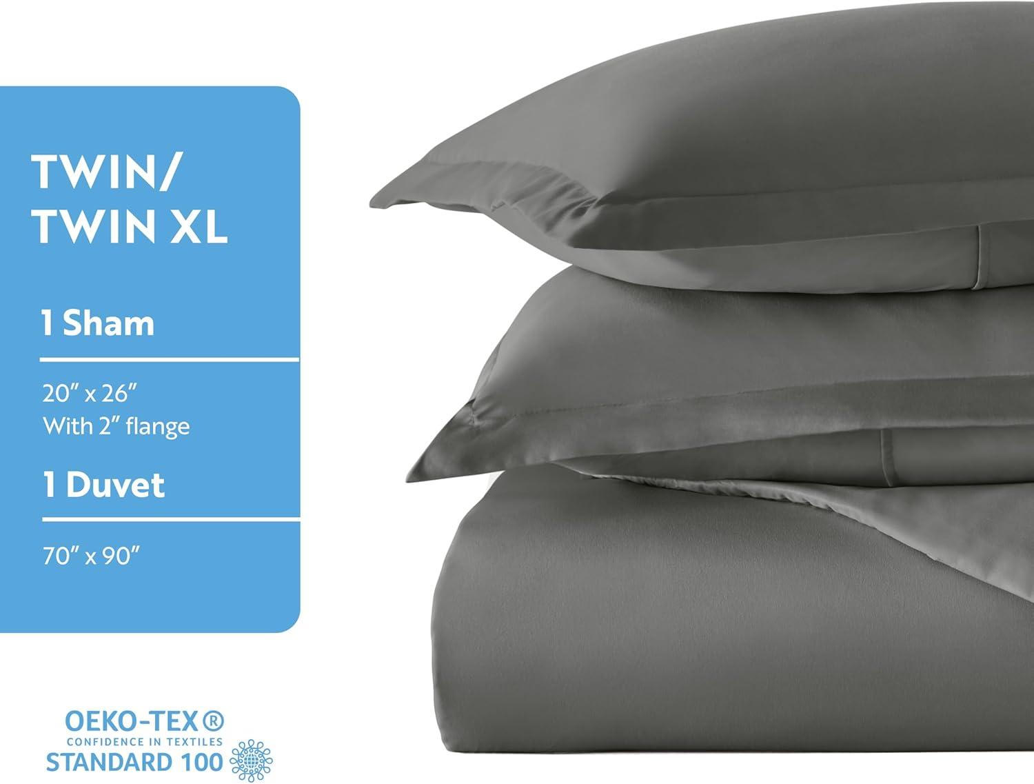 Gray Twin/Twin XL Ultra Soft Microfiber Duvet Cover Set