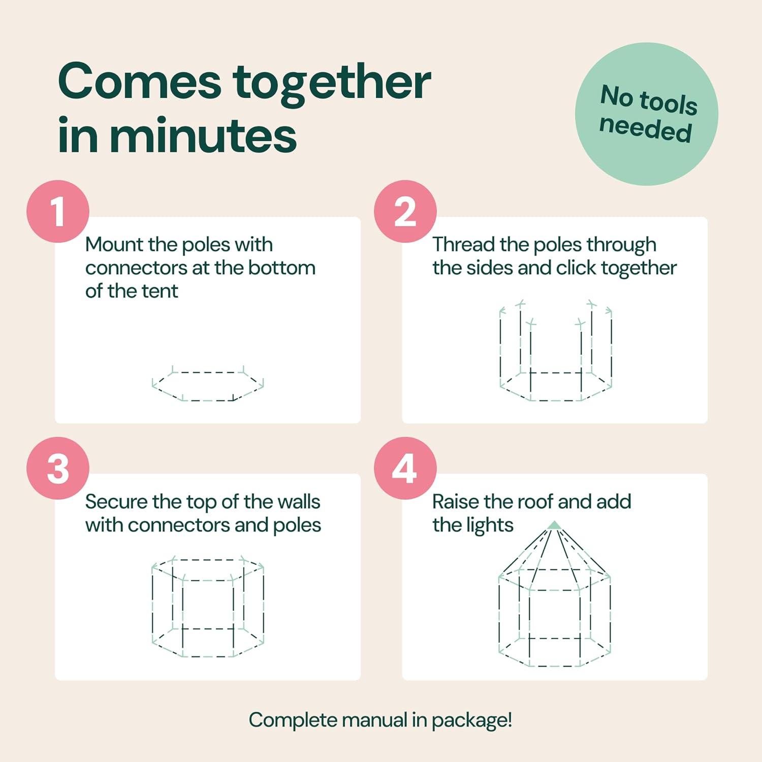 Princess Tent for Kids Tent - 55" X 53" with Led Star Lights | Princess Toys | Toddler Play Tent | Playhouse | Princess Castle