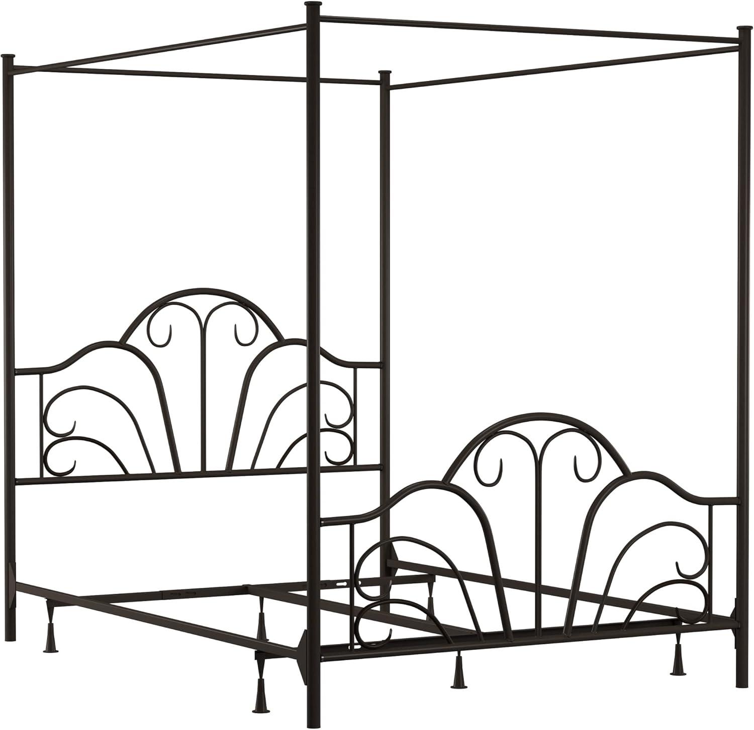 Desert Fields Dover Canopy Metal Bed Frame, Full, Textured Black