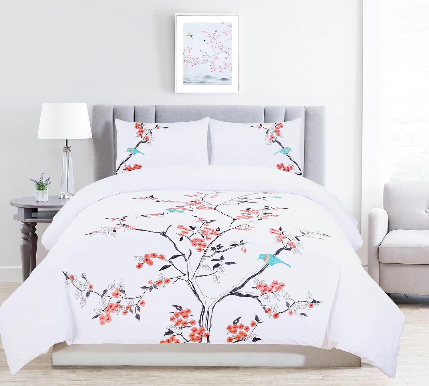 Superior Superior 100% Embroidery 3-Piece Cotton Duvet Cover Set