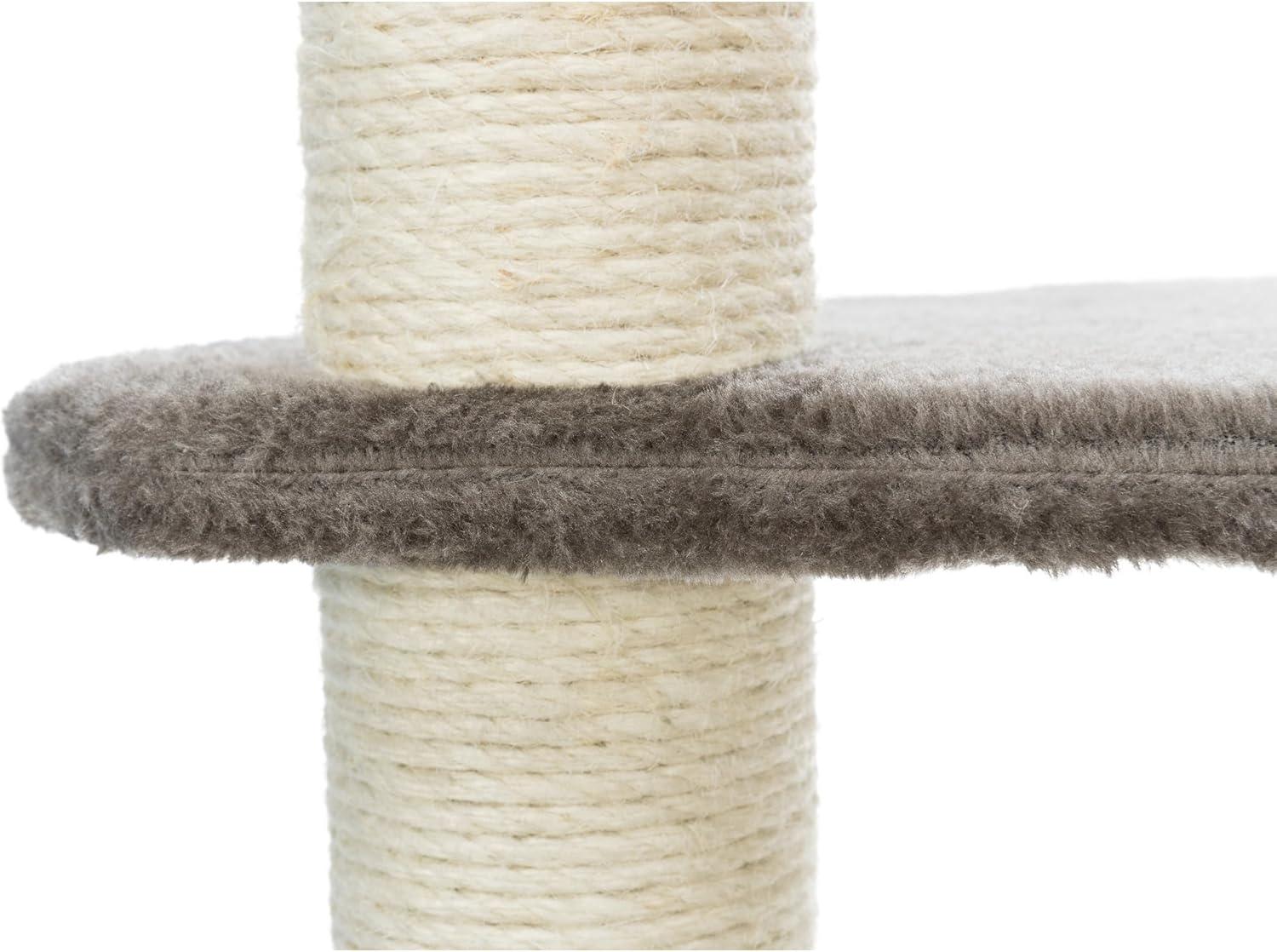 TRIXIE Altea Cat Tree, Tall Scratching Posts, 3 Elevated Platforms, Dangling Cat Toy, Cat Playground, Platinum Gray