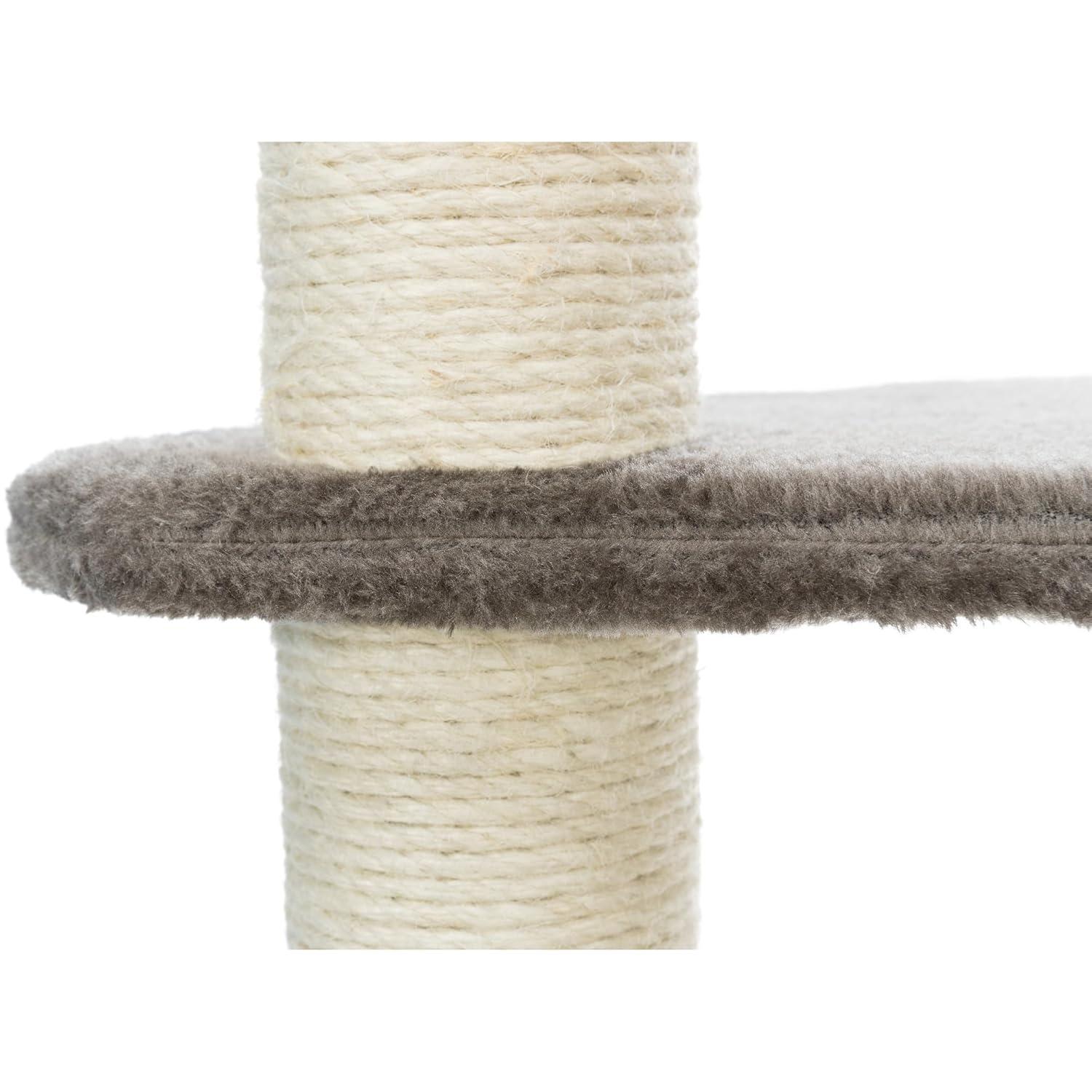 TRIXIE Altea Cat Tree, Tall Scratching Posts, 3 Elevated Platforms, Dangling Cat Toy, Cat Playground, Platinum Gray