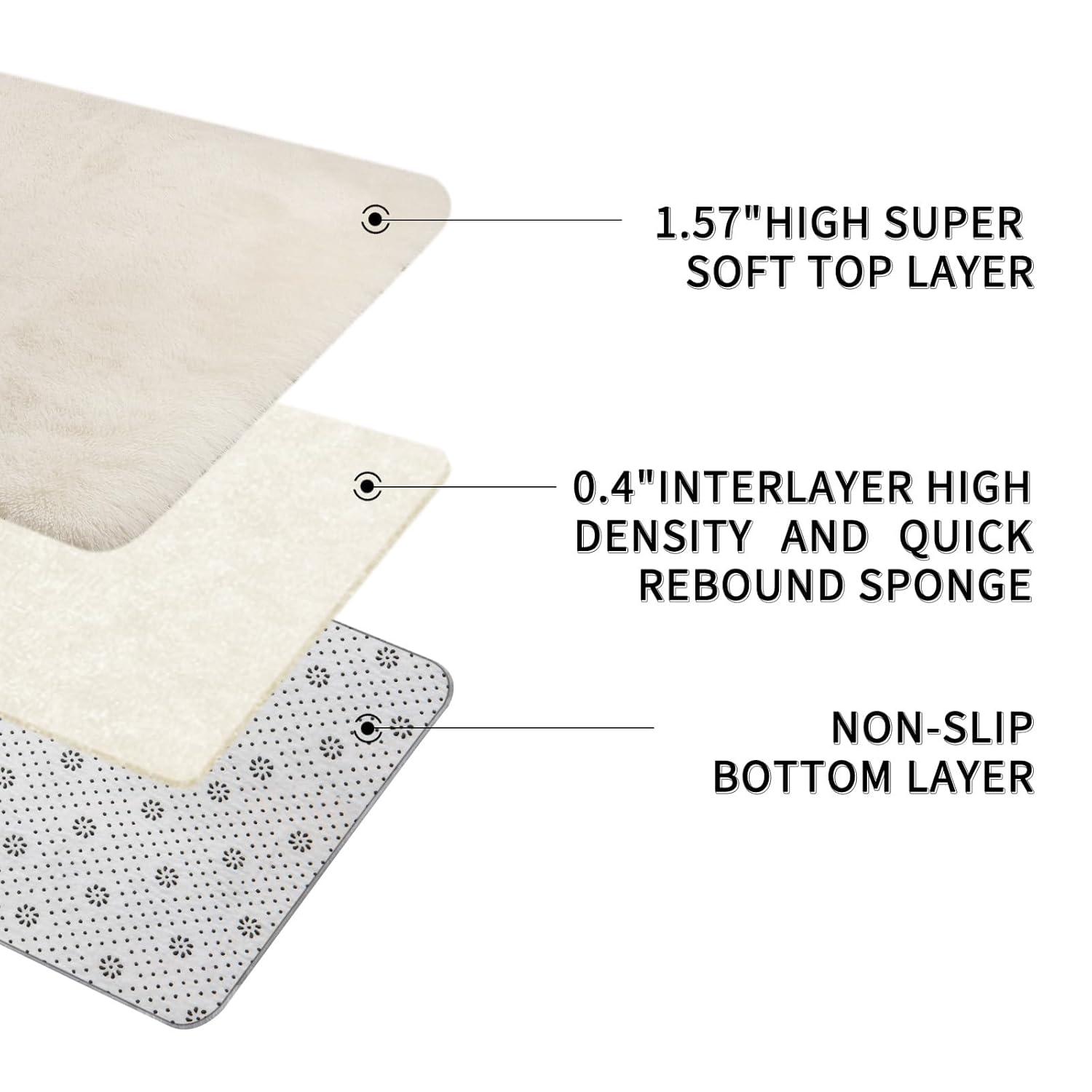 Mercer41 Area Rugs 9X12 Living Room, Cream Large Area Rug Shag Shaggy Carpet Soft Plush Furry Bedside Rug