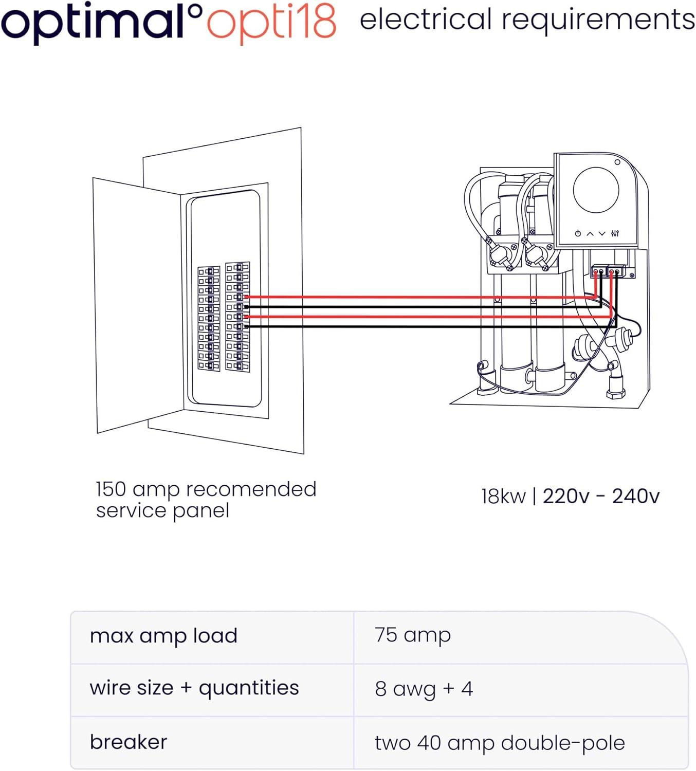 Optimal Calentador de Agua Eléctrico Inteligente sin Tanque de 12kw 2,5 GPM / Opti 12