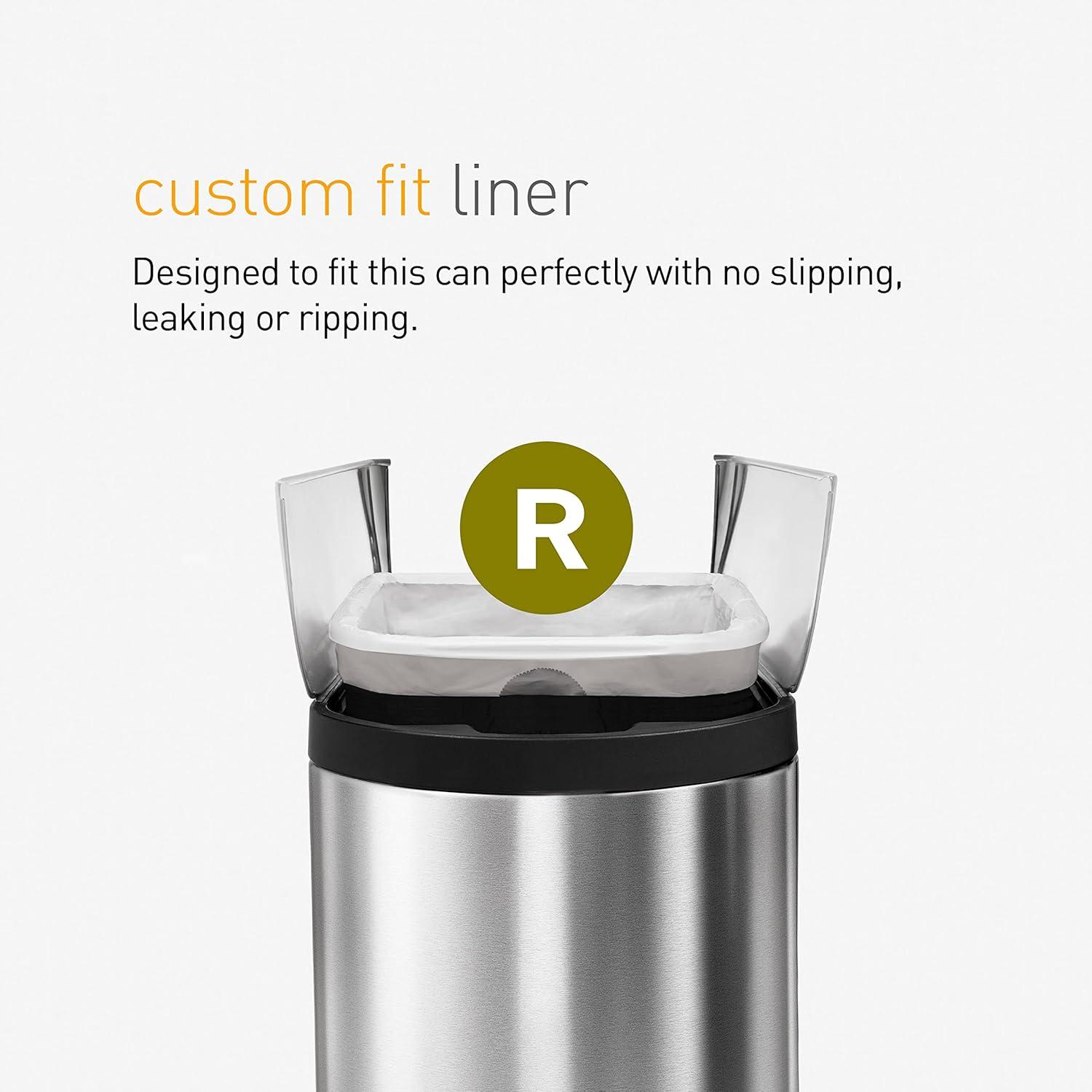 Simplehuman 10 Liter Butterfly Lid Bathroom Trash Can, White Steel