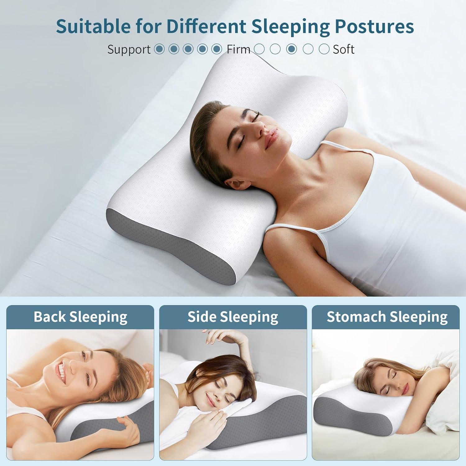 Cervical Pillows Memory Foam Pillows For Neck Pain Relief, Ergonomic Pillows For Shoulder Pain Relief, Contour Pillows To Aid In Sleeping, Orthopedic Bed Pillows For Neck Support For Side Or Stomach Sleepers
