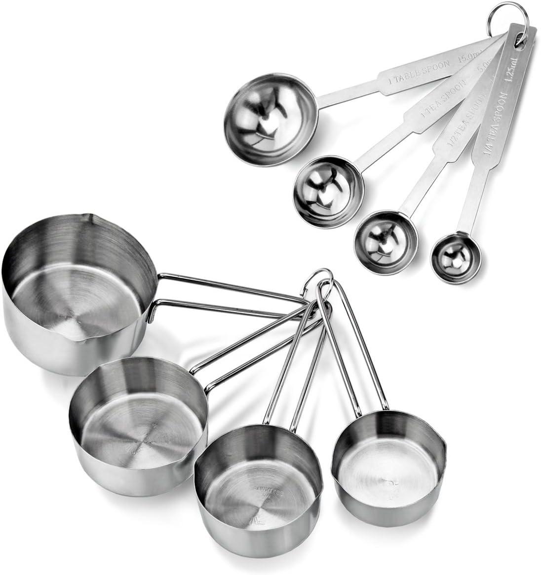 Stainless Steel 8-Piece Measuring Cup and Spoon Set