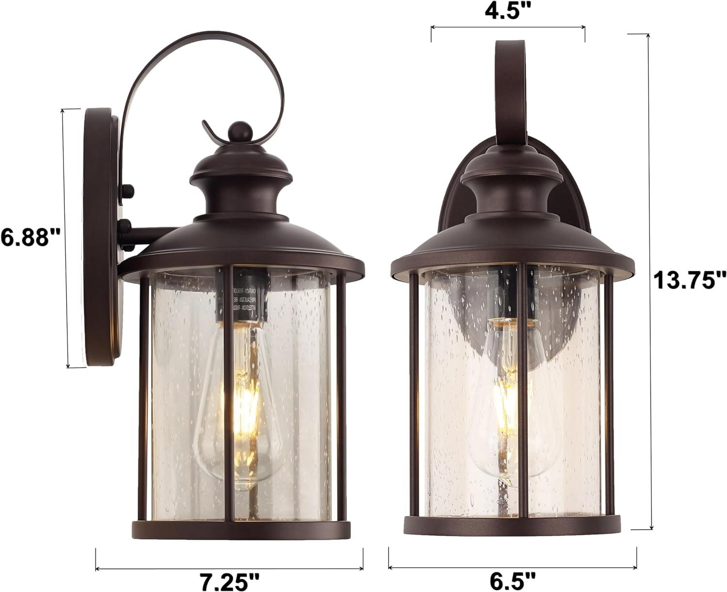 Bronze 13.75" Outdoor Wall Lantern with Clear Seedy Glass