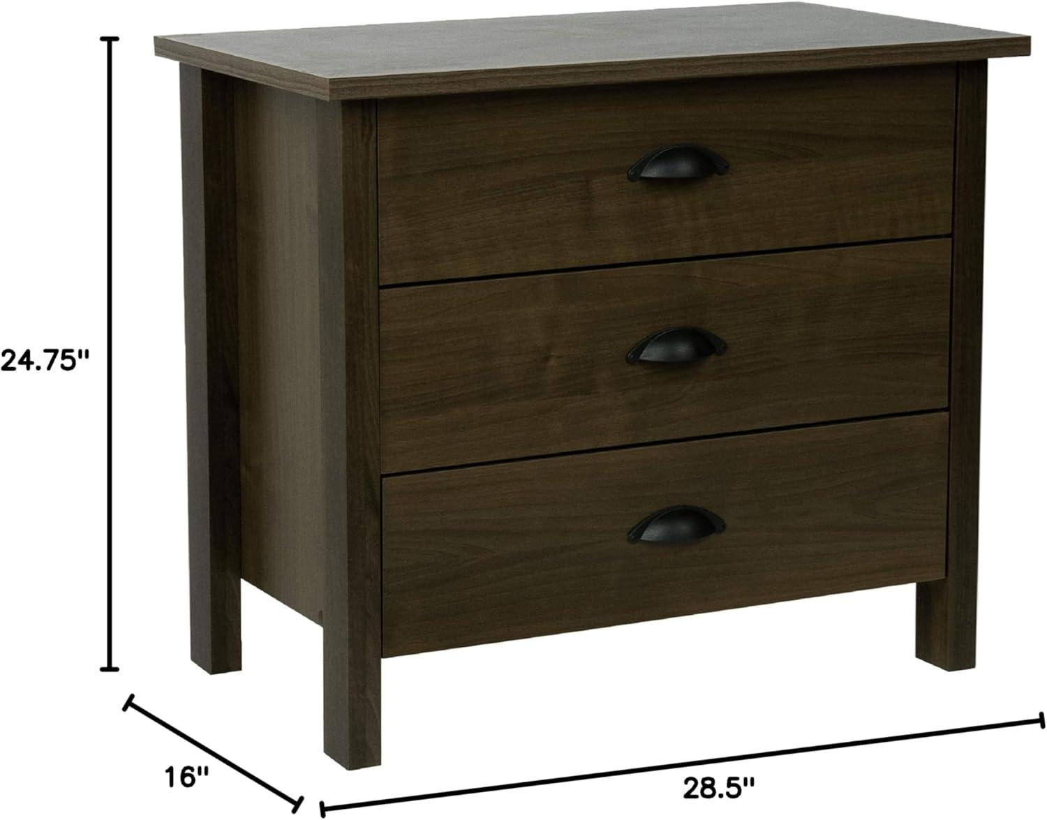 Jiowenm 3 Drawer Nouvelle Chest Walnut