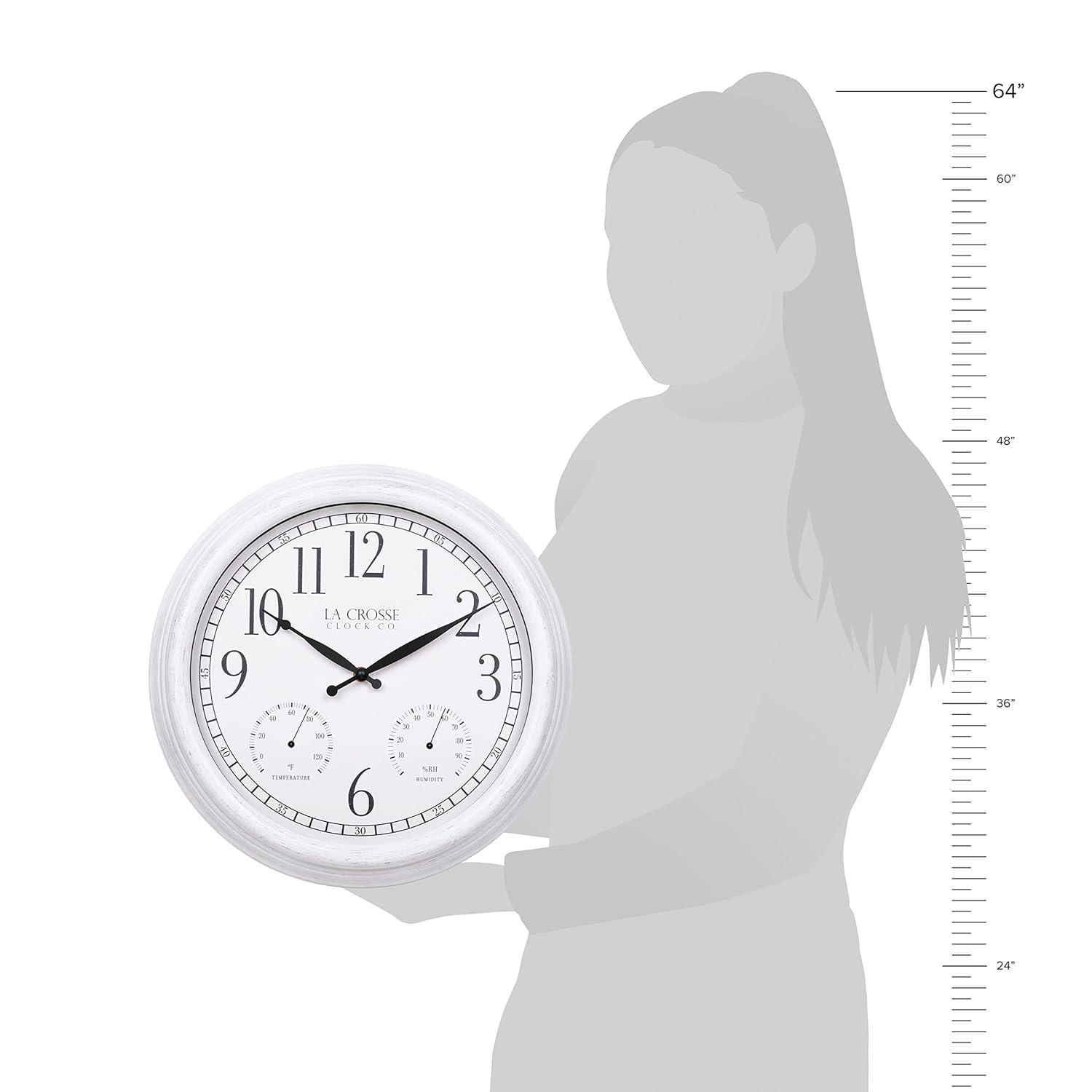 La Crosse Technology La Crosse 15 In. Outdoor Payton Quartz Wall Clock with T/H