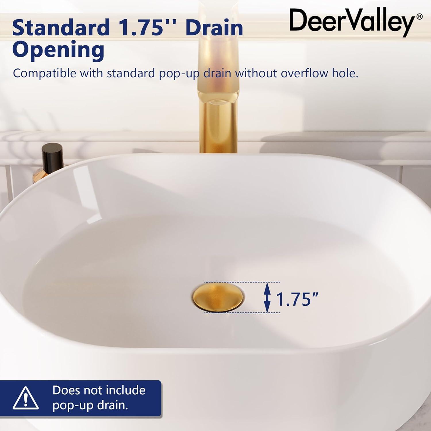 DeerValley Ally 19" x 15" Vitreous China Rectangular Bathroom Sink Vessel Sink