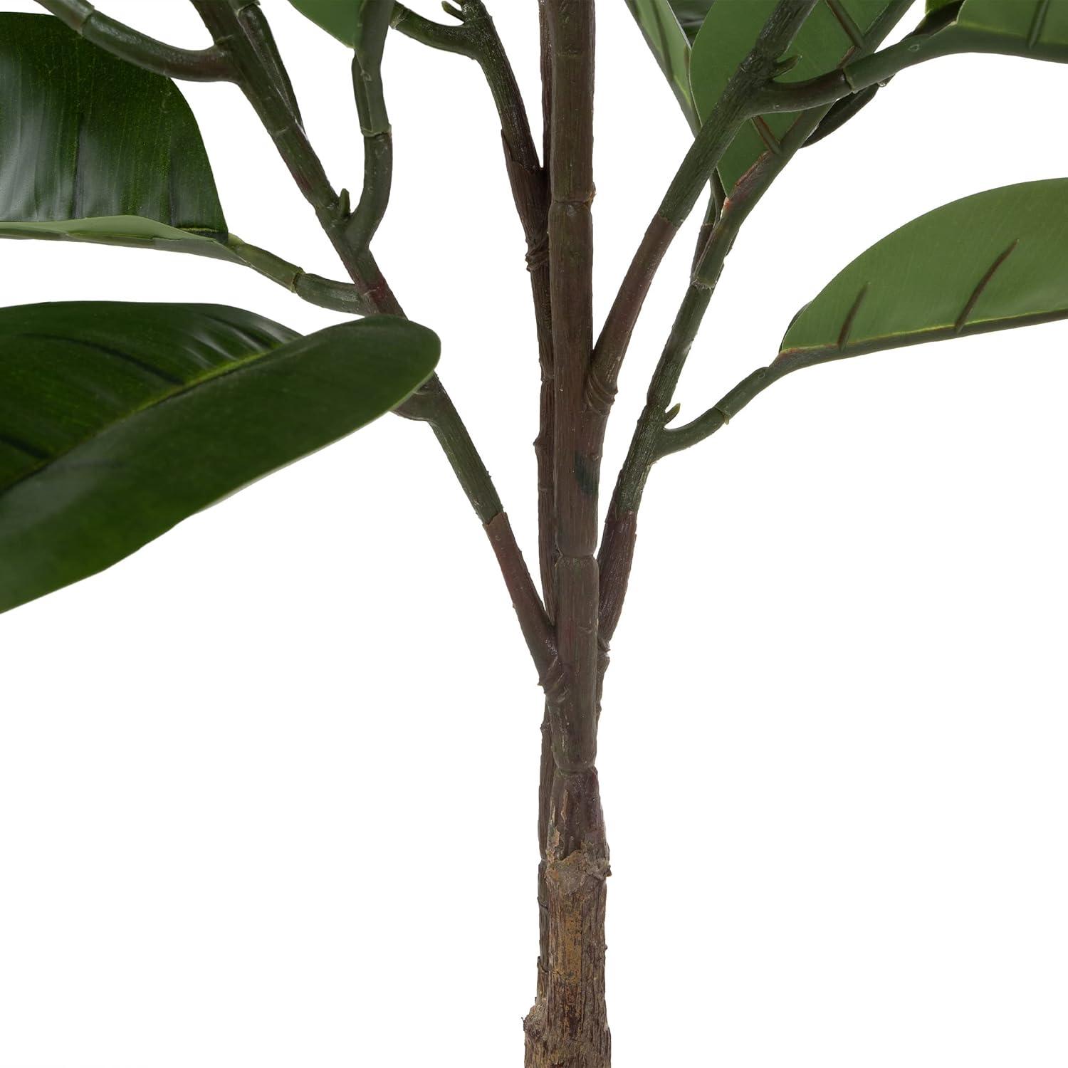 Artificial Rubber Plant - 51-Inch Faux Tree with Natural-Feel Leaves - Realistic Potted Indoor Plant for Office or Home Decor by Pure Garden (Green)