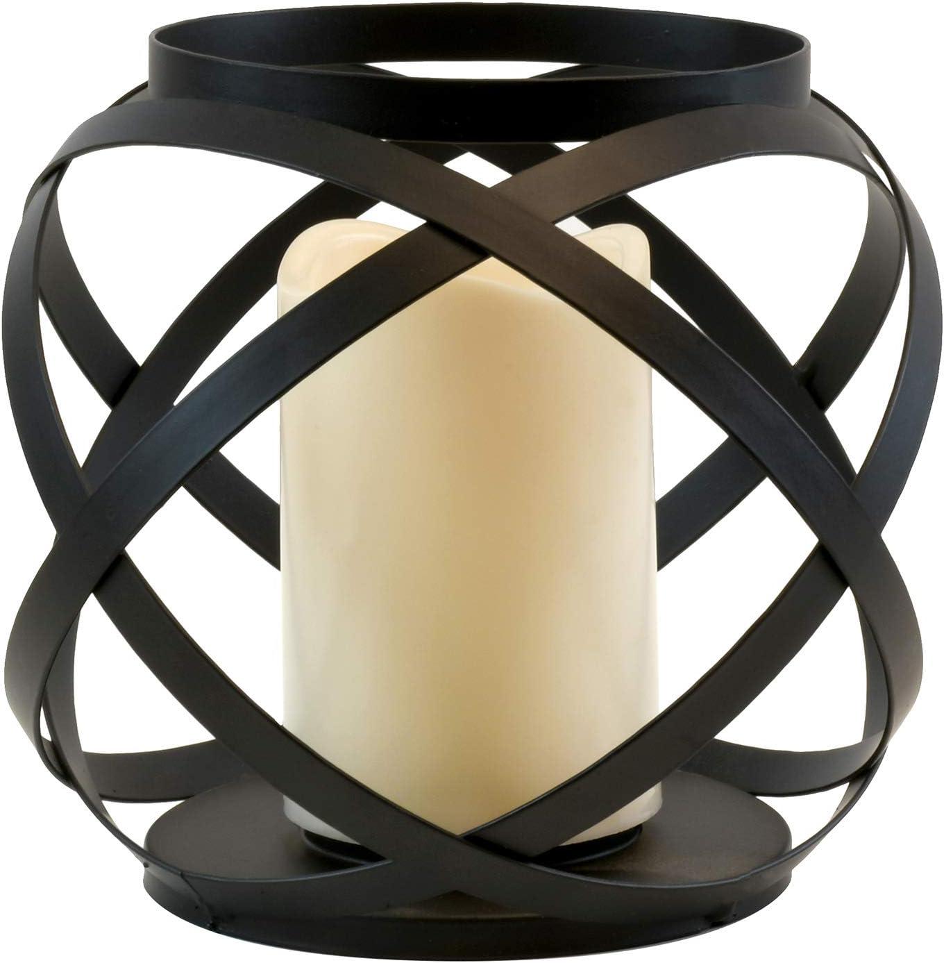 Modern Blackened Metal Circular Hanging Candle Lantern