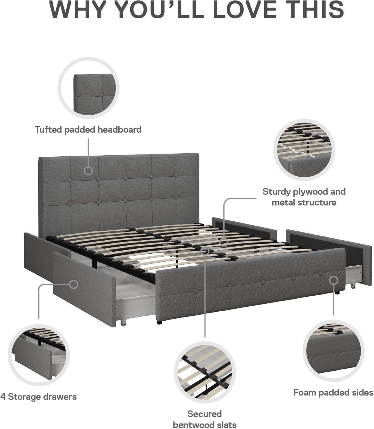 Rosalie Upholstered Bed with Storage - Room & Joy