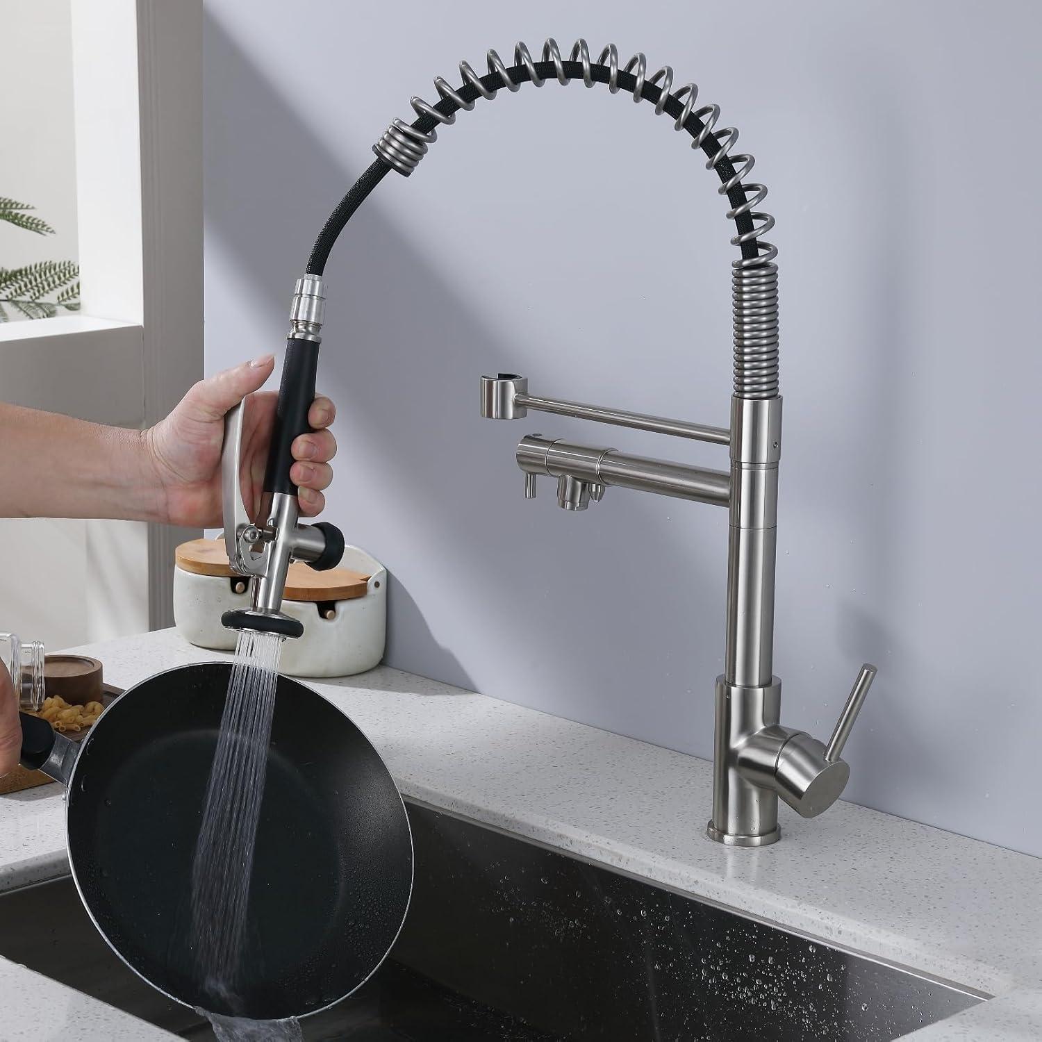LOONGFIELD ASTARQ-W1932P172291 Kitchen Faucet Pull Down Sprayer Brushed Nickel,Single Handle Kitchen Sink Faucet