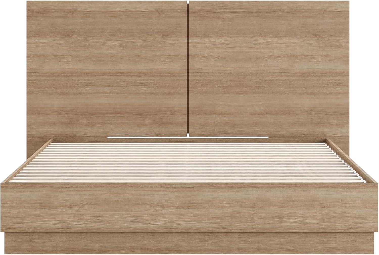 Nexera Queen Milano Platform Bed with Headboard Brown Oak