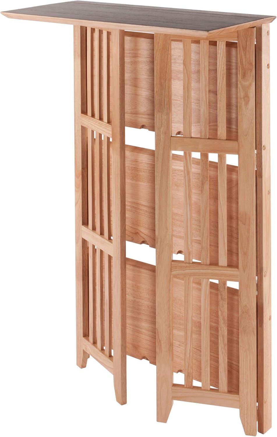 42" 4 Tier Foldable Bookshelf Natural - Winsome: Beech Wood, Slatted-Side, Home Office Storage