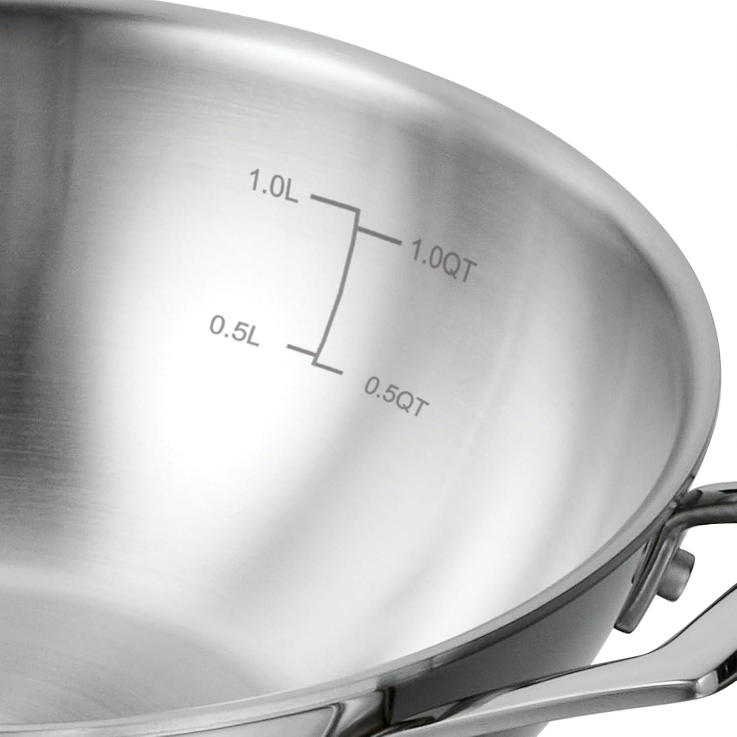 Tramontina Tramontina Utsava Tri-Ply Clad Stainless Steel Kadai with Lid, Kadhai Pot for Indian Cooking