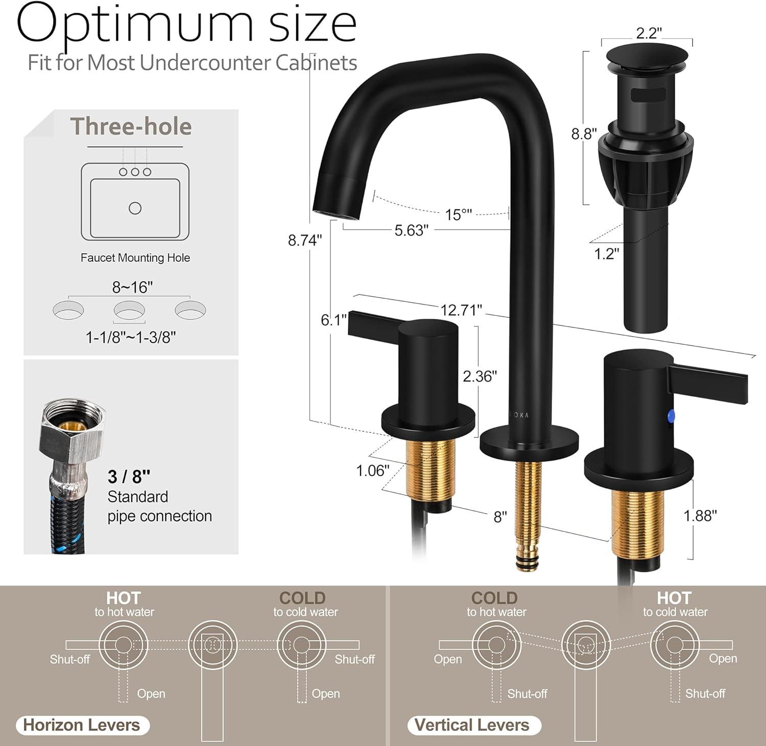 Matte Black Nickel Widespread Bathroom Faucet with Pop-Up Drain