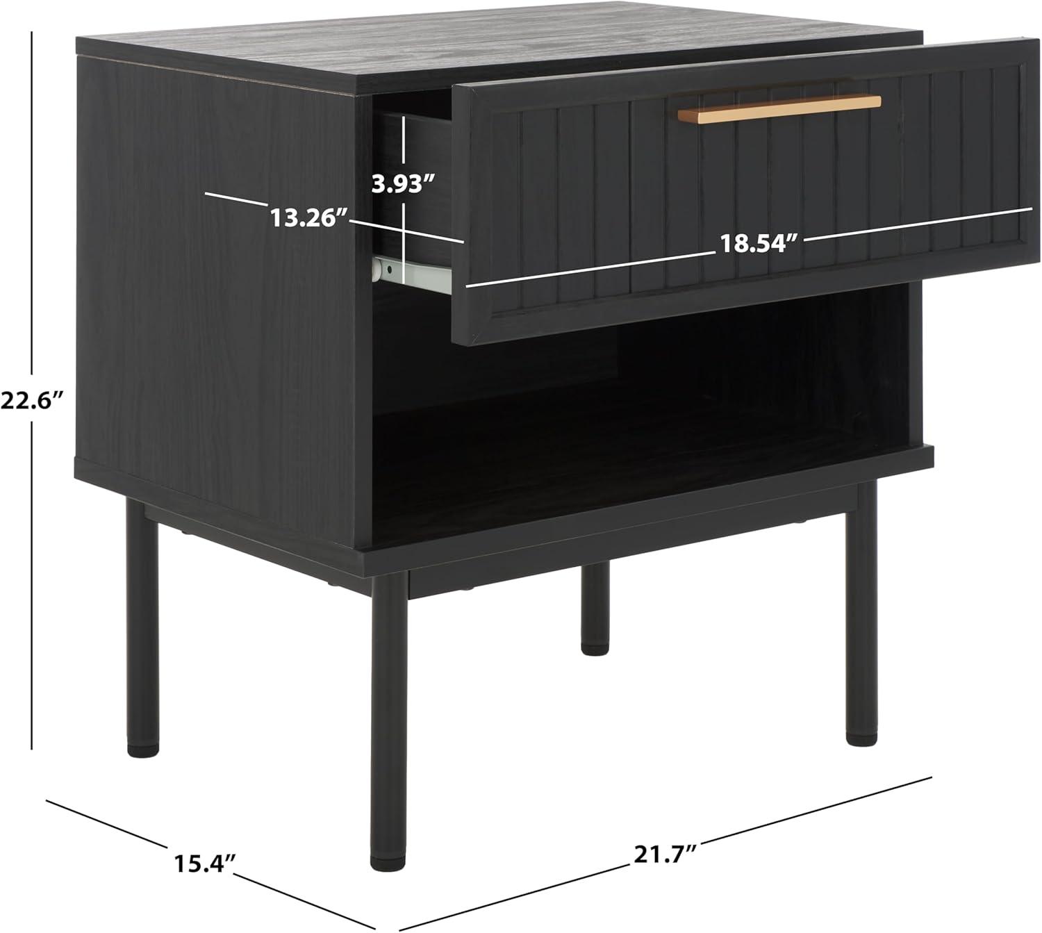 Axelle 1 Drawer Nightstand - NST9607 - Black/Black - Safavieh