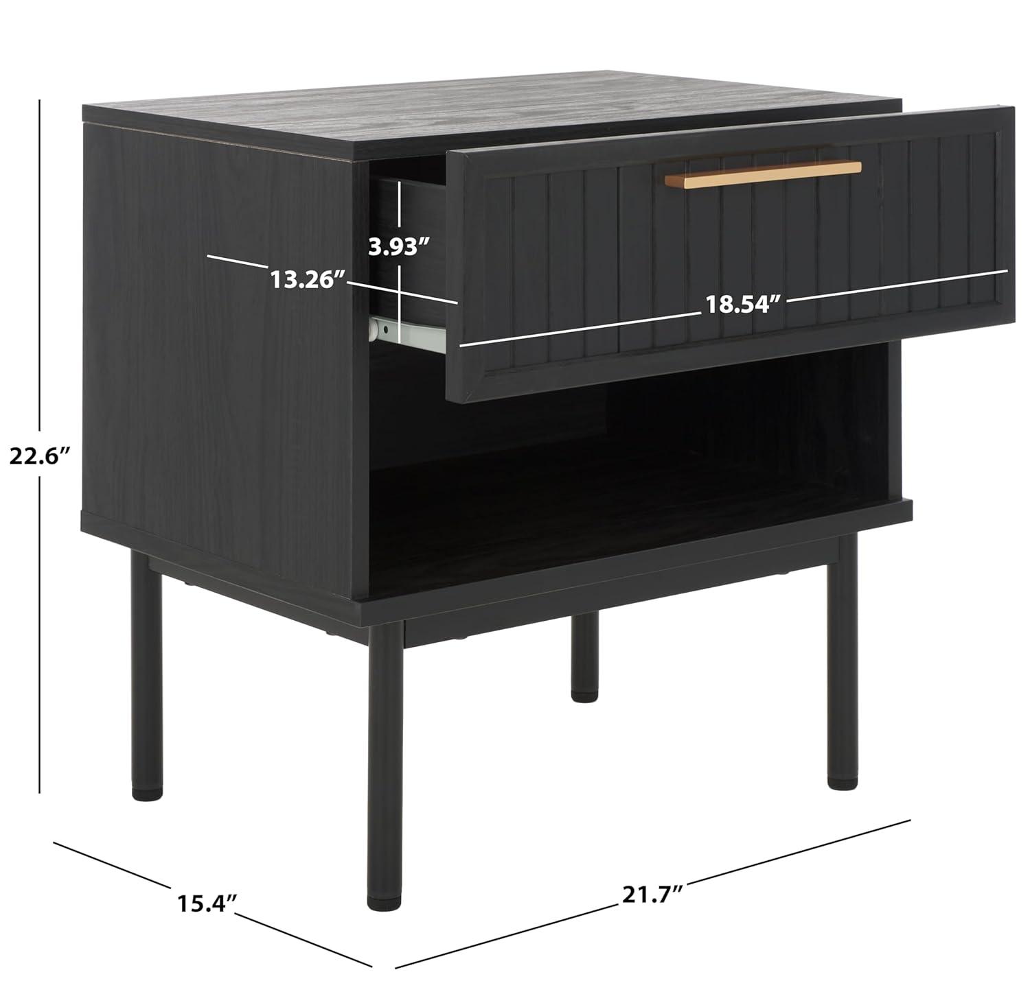 Axelle 1 Drawer Nightstand - NST9607 - Black/Black - Safavieh