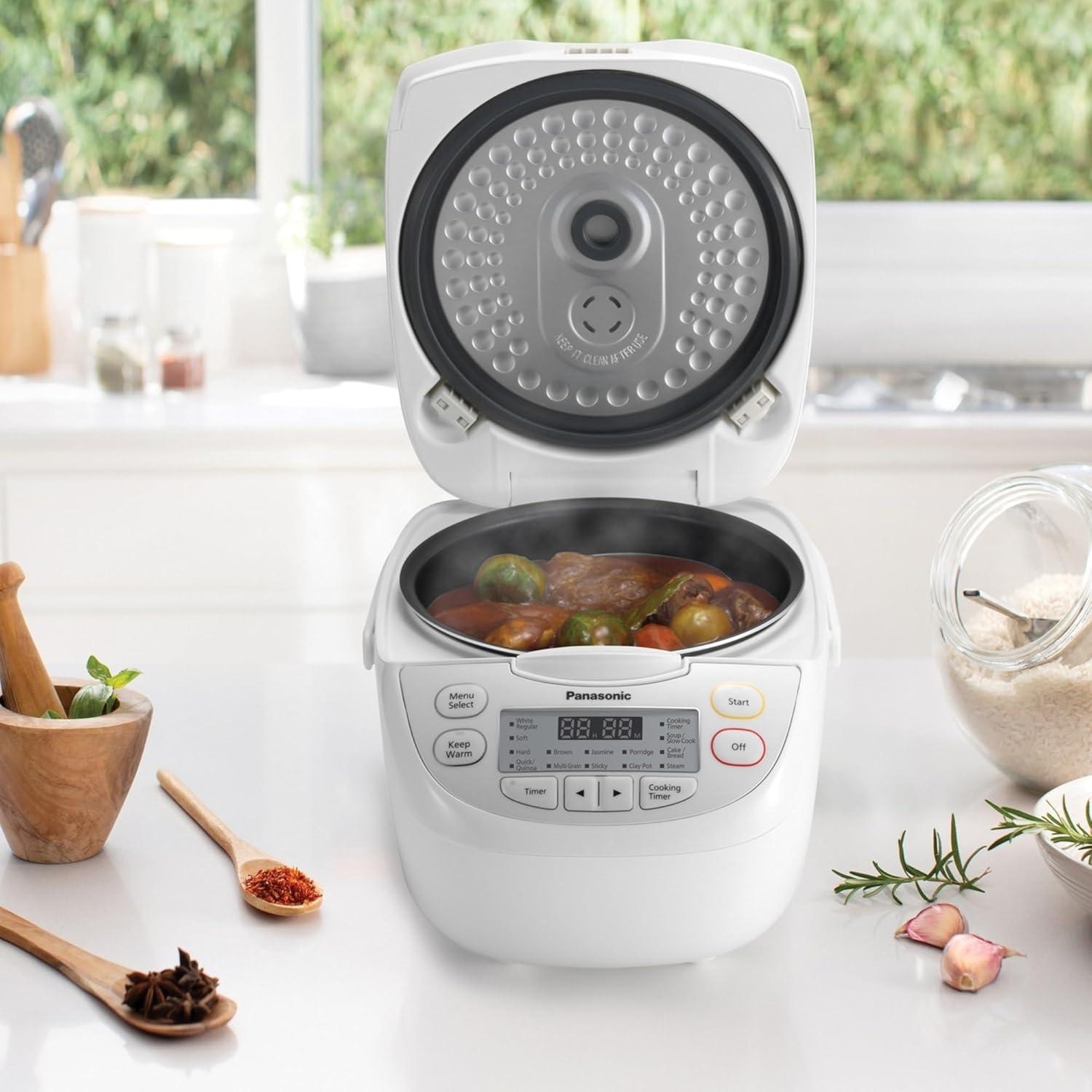 White Electric Non-Stick Rice Cooker with Steamer