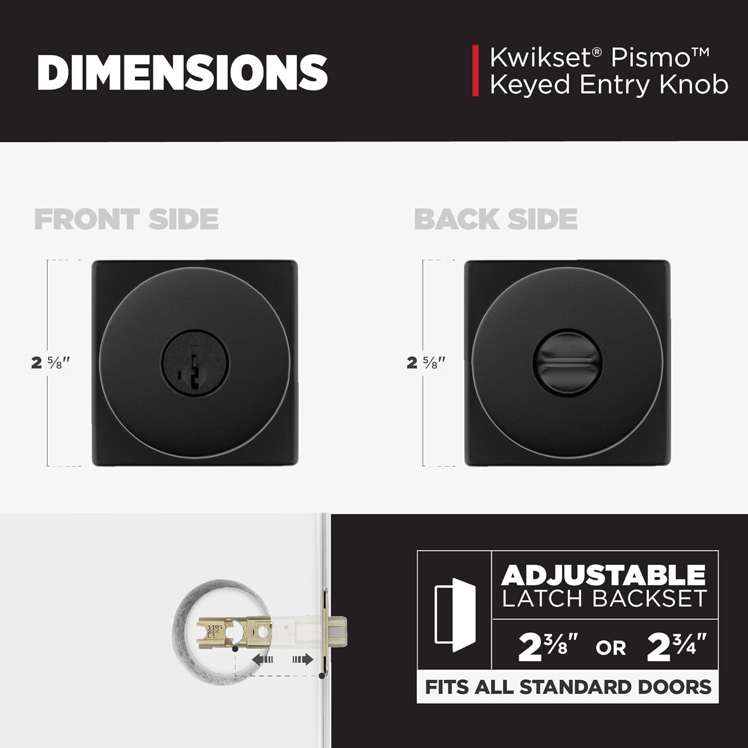 Pismo Keyed Door Knob with Square Rosette and Smartkey