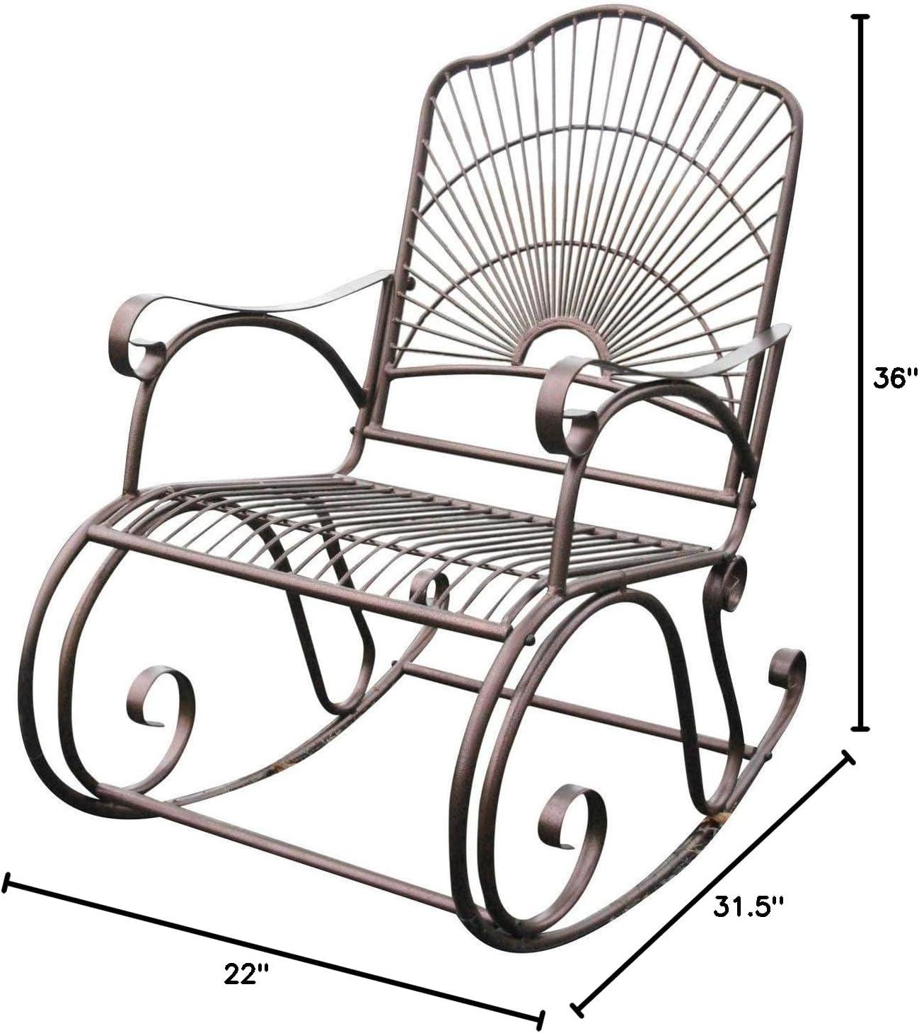 Bronze Iron High Back Outdoor Rocking Chair with Arms