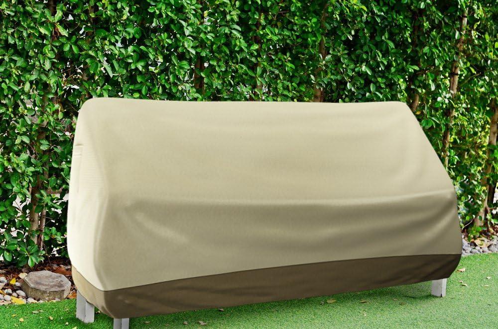 Home-Complete 58-inch Outdoor Patio Sofa Cover for Loveseat or Bench, Tan