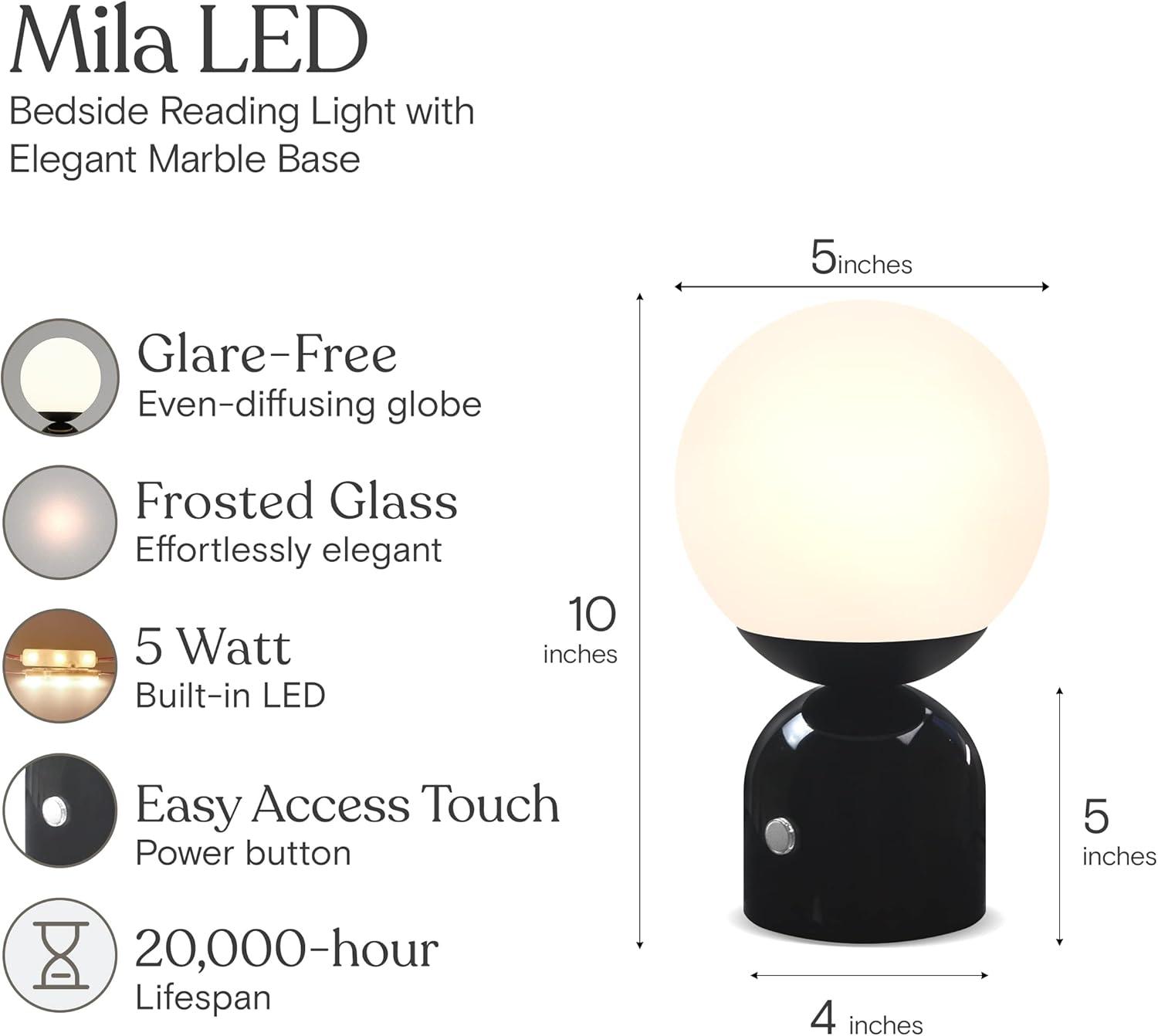 Brightech Mila 9.85 in. Mid-Century Modern Integrated LED Bedside Table Lamp