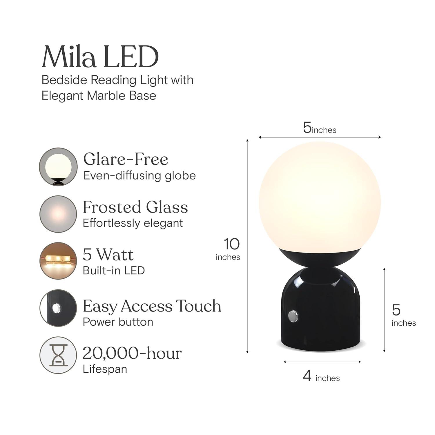 Brightech Mila 9.85 in. Mid-Century Modern Integrated LED Bedside Table Lamp